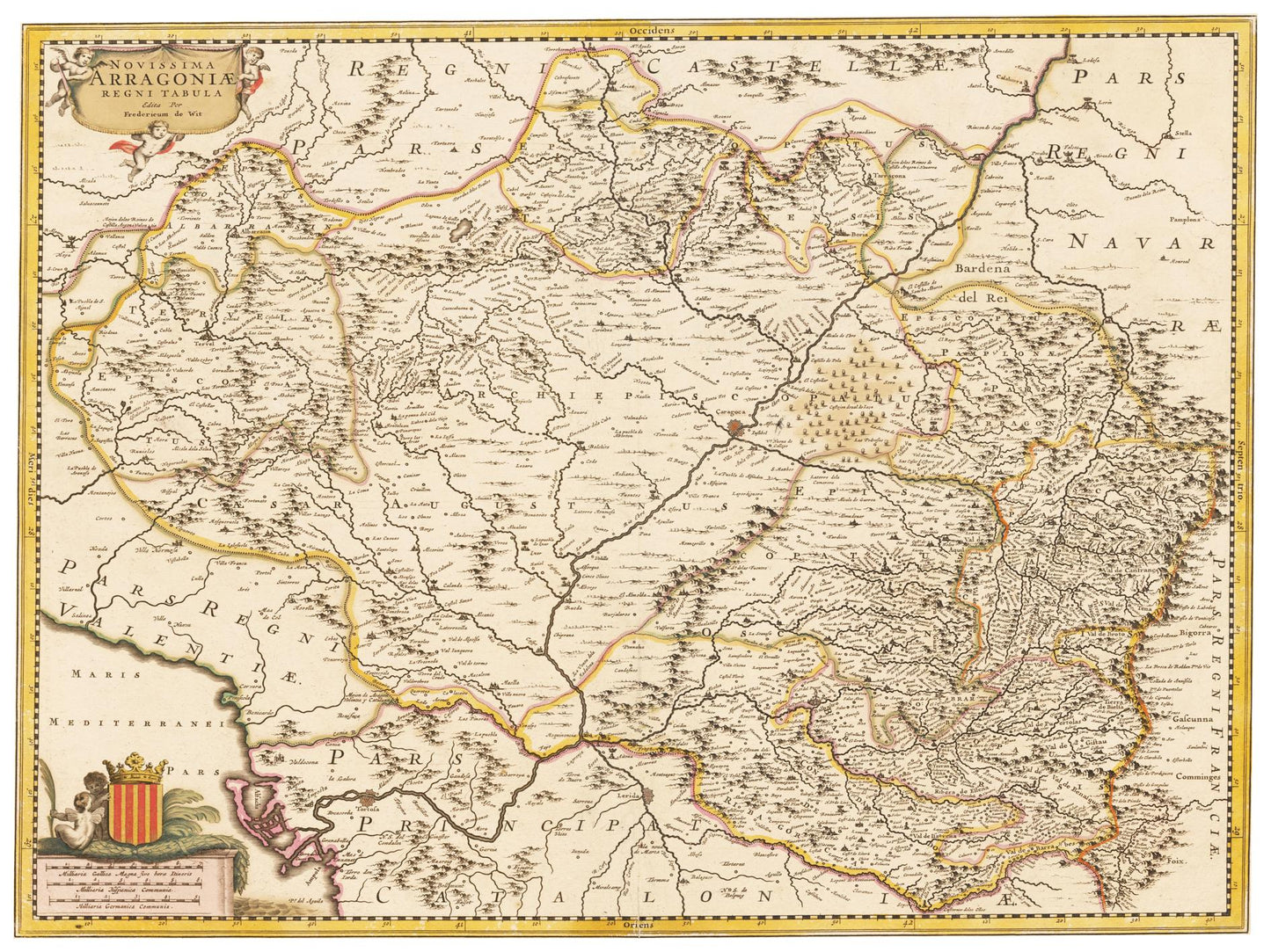Historische Landkarte Aragonien um 1698