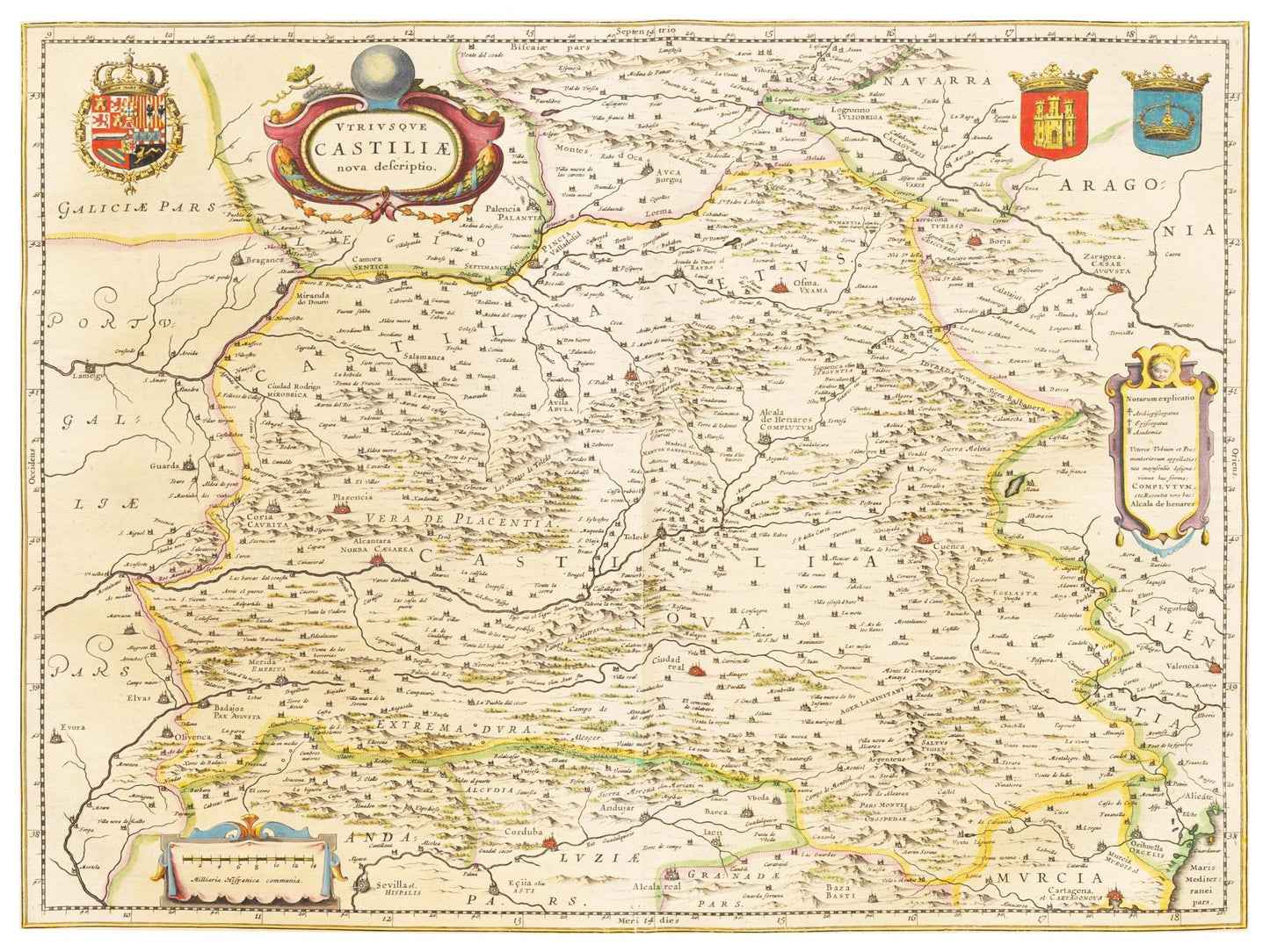 Historische Landkarte Kastilien und León um 1635