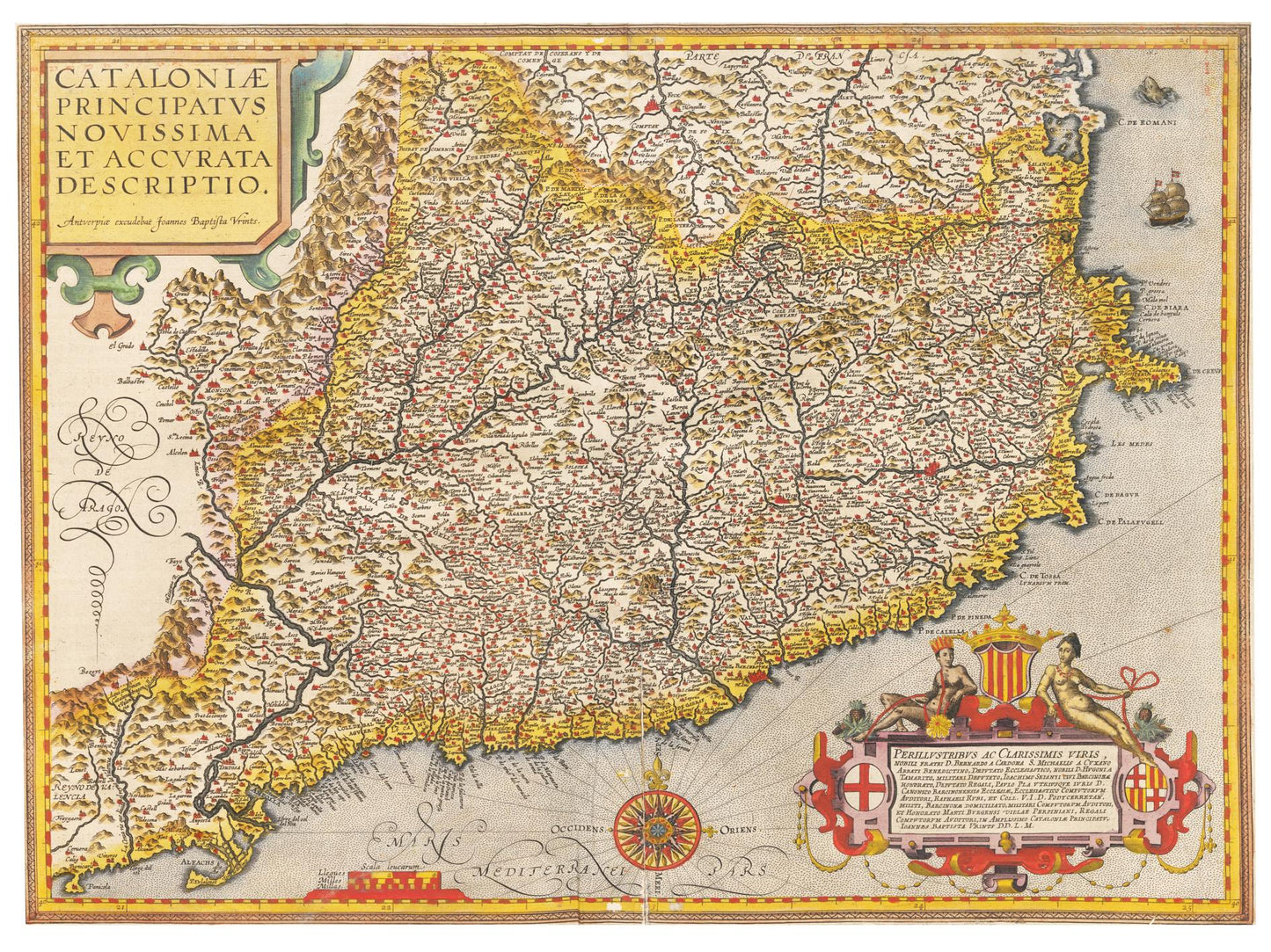 Historische Landkarte Katalonien um 1609