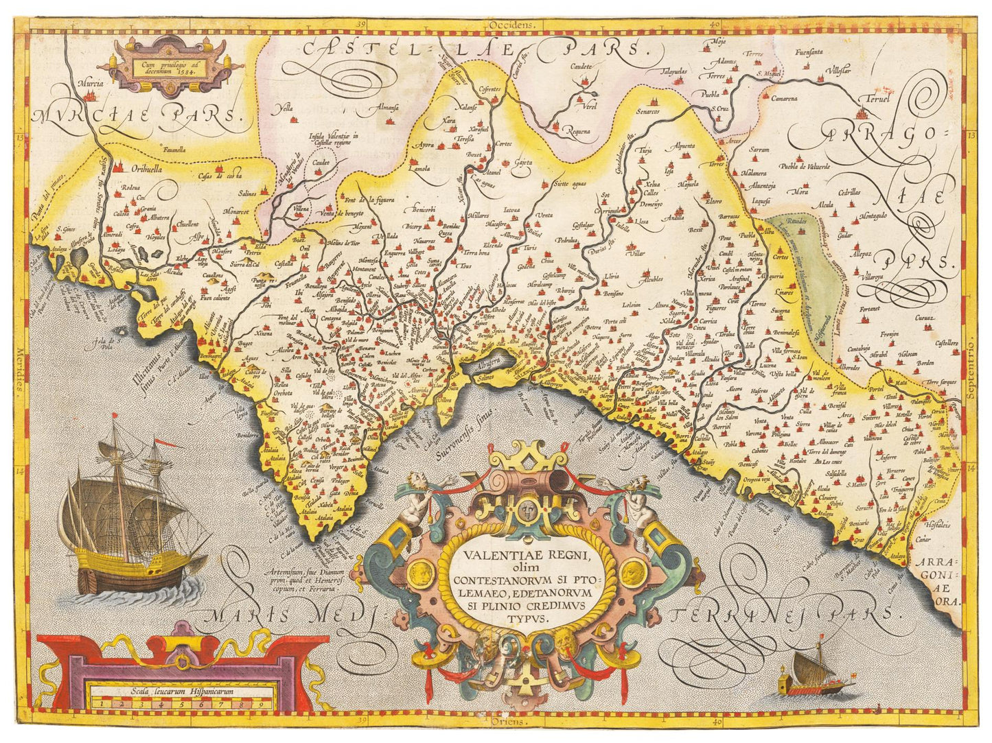 Historische Landkarte Valencia um 1609