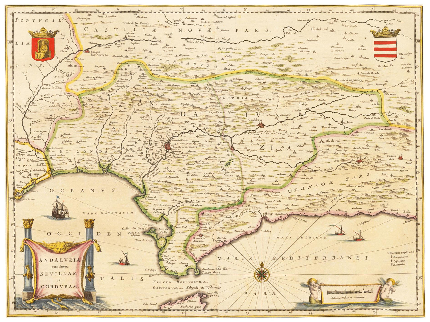 Historische Landkarte Andalusien um 1635