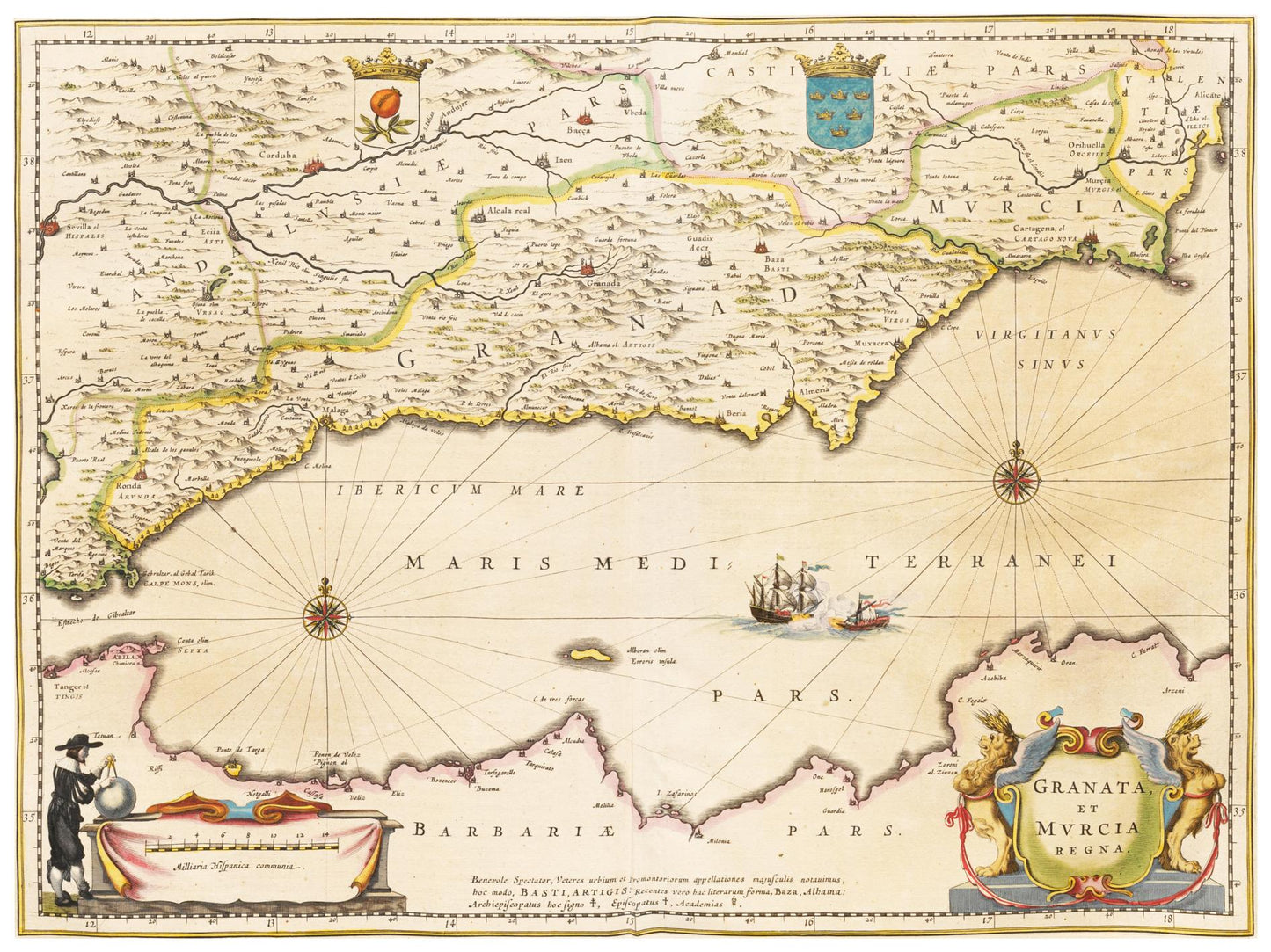 Historische Landkarte Murcia & Granada um 1635
