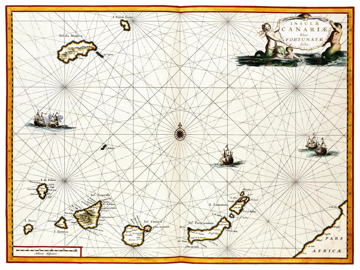 Historische Landkarte Kanarische Inseln um 1690