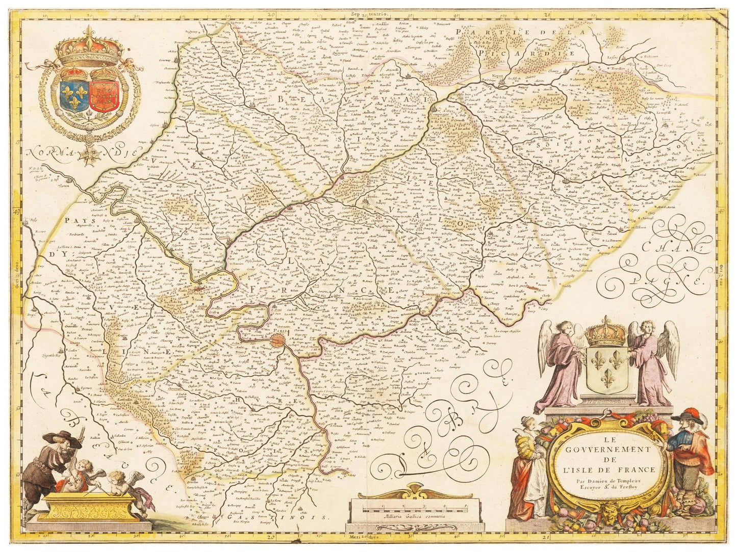 Historische Landkarte Île-de-France um 1698