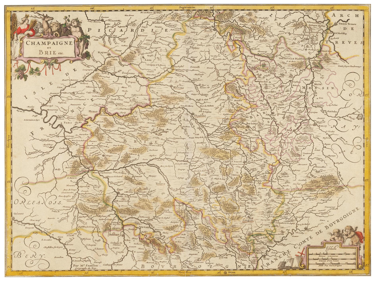 Historische Landkarte Champagne um 1698