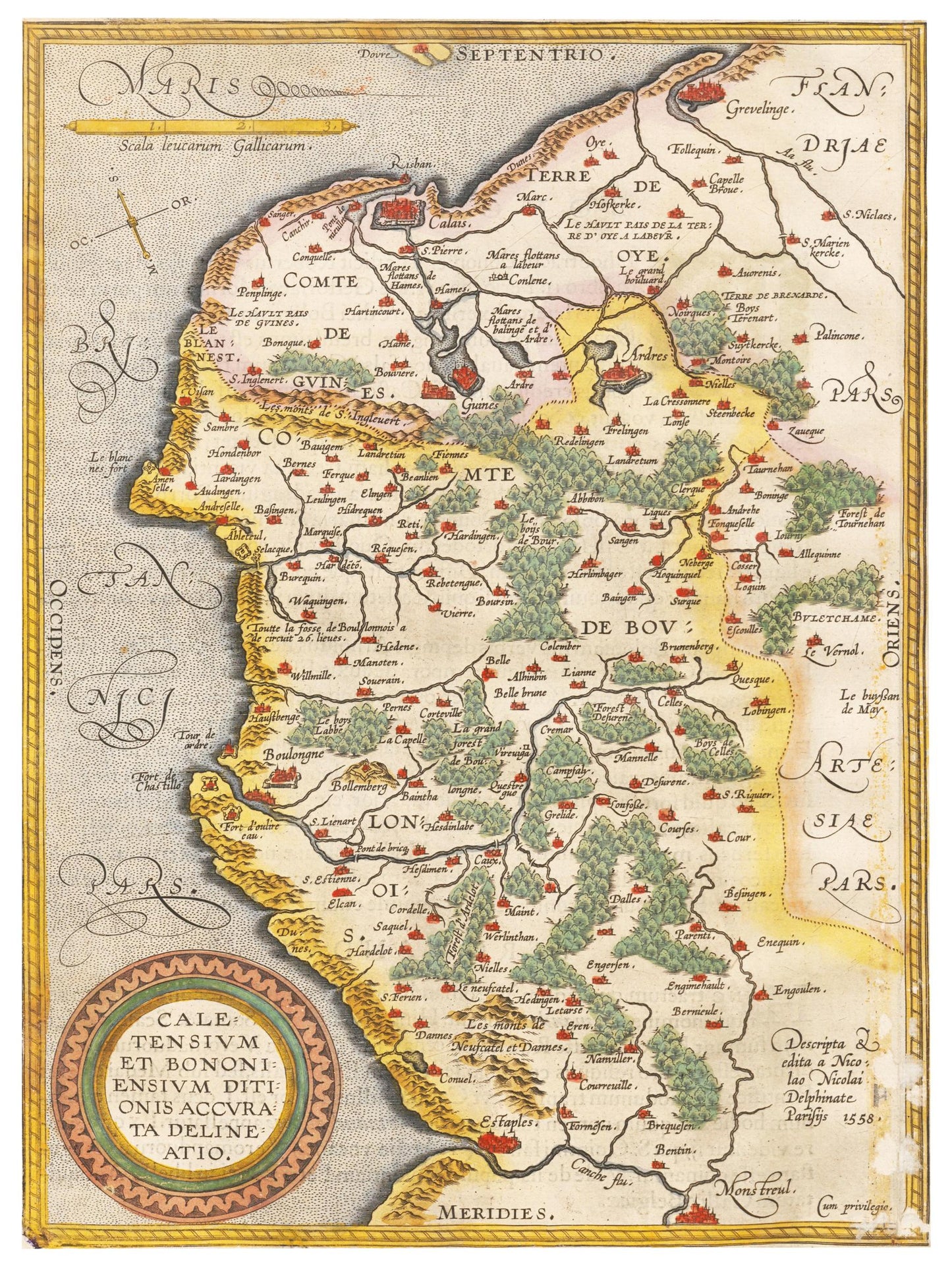 Historische Landkarte Calais um 1609