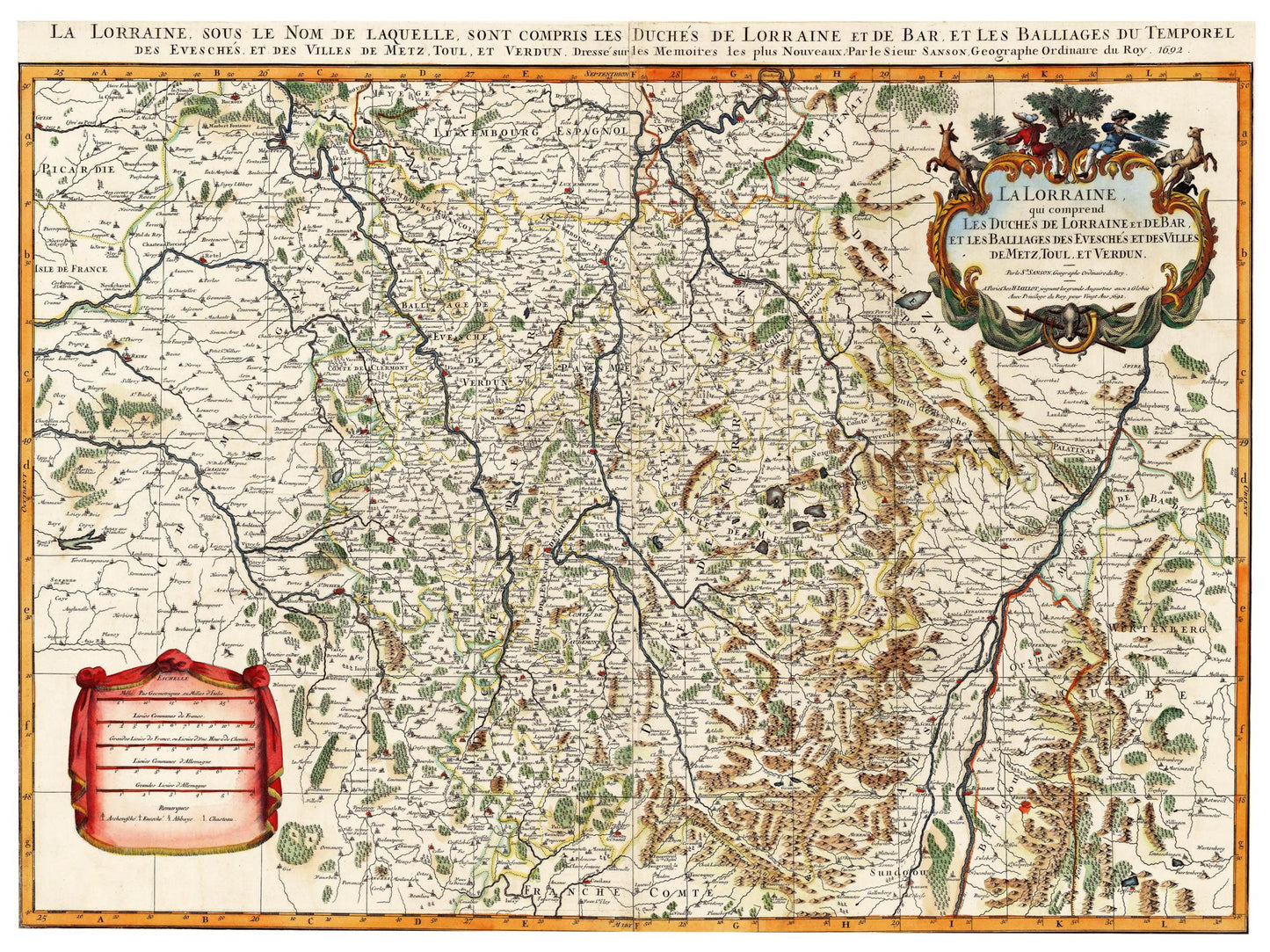 Historische Landkarte Lothringen um 1692