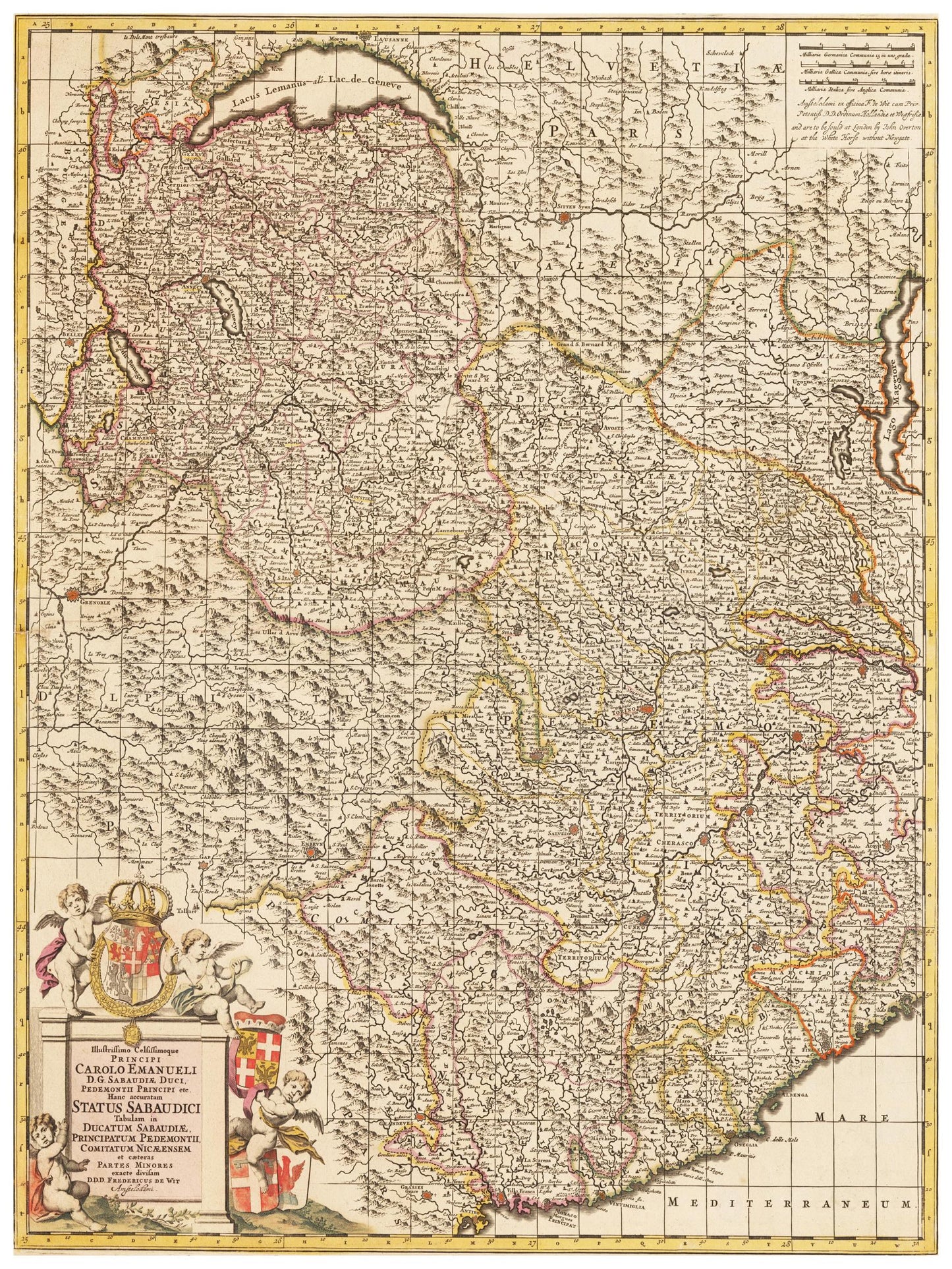 Historische Landkarte Piemont um 1698