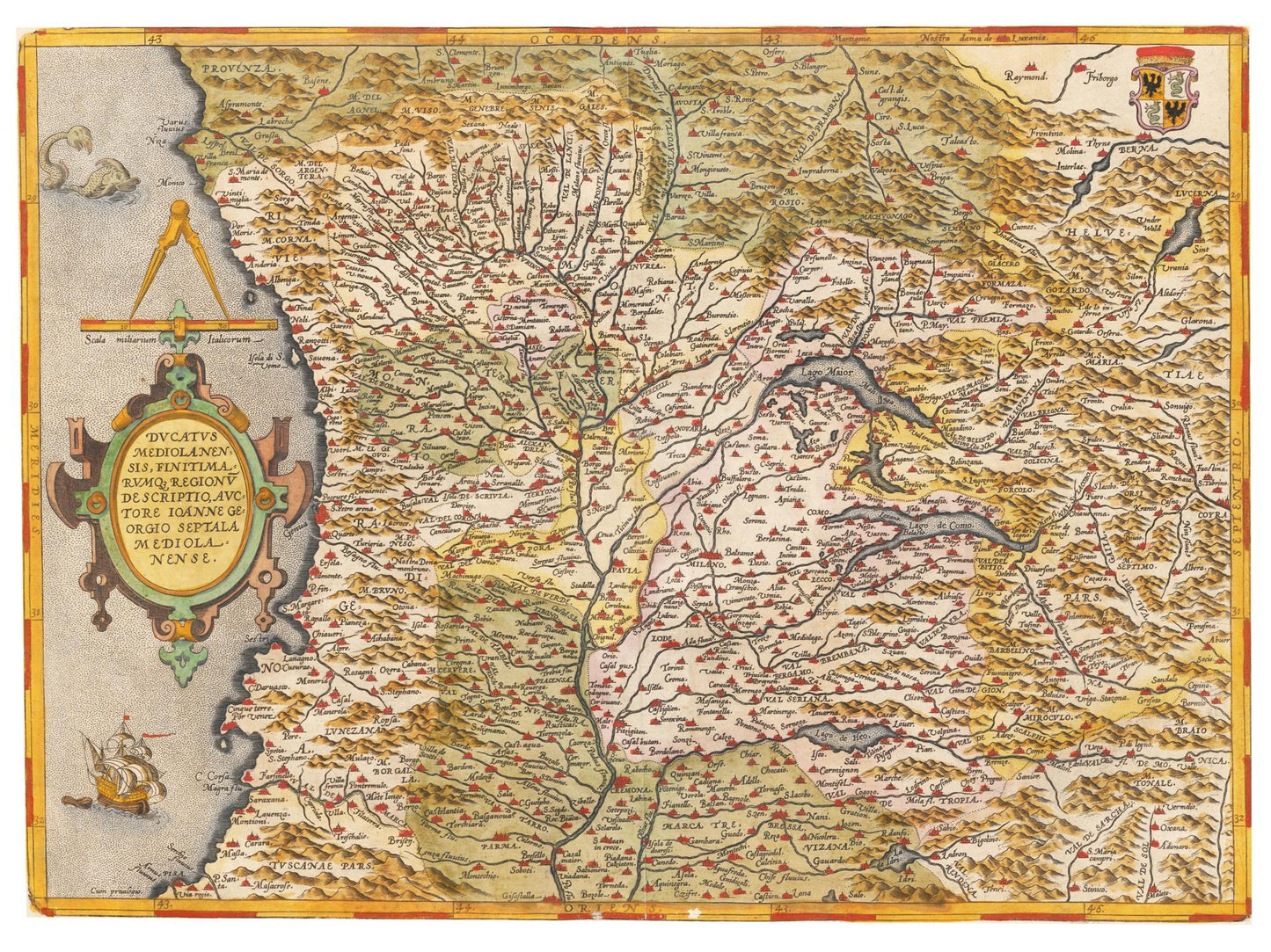 Historische Landkarte Lombardei um 1609