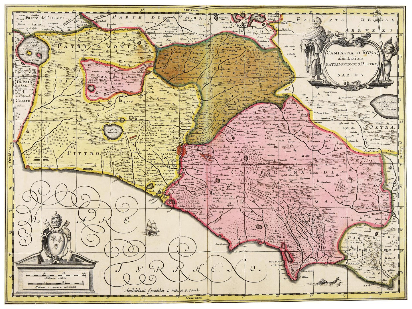 Historische Landkarte Latium um 1700