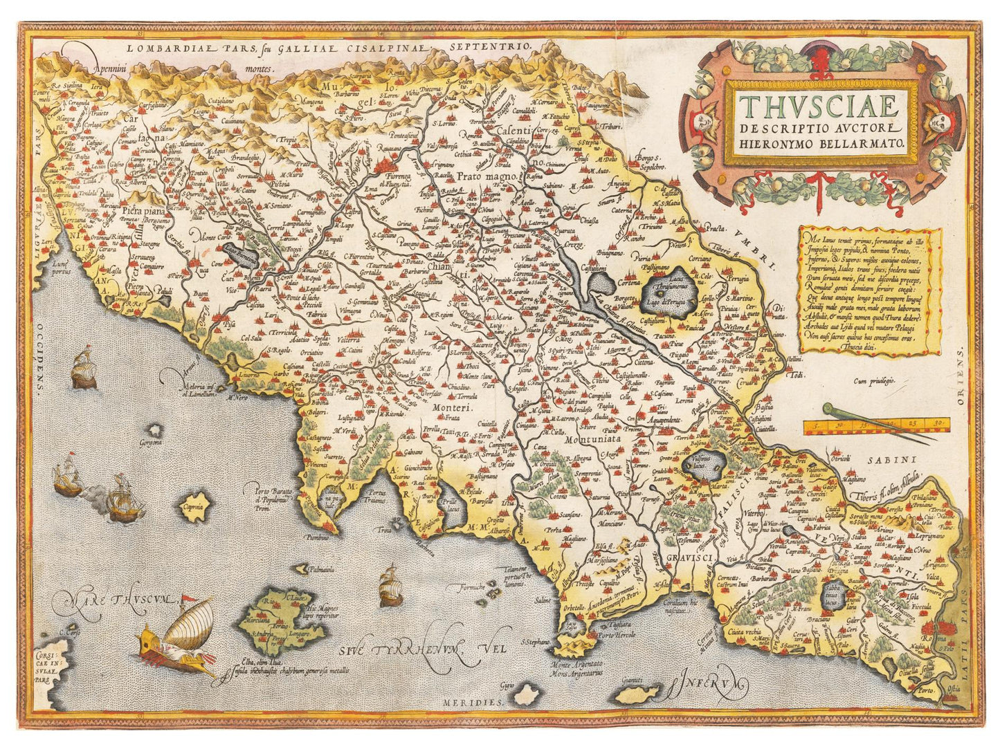 Historische Landkarte Toskana um 1609