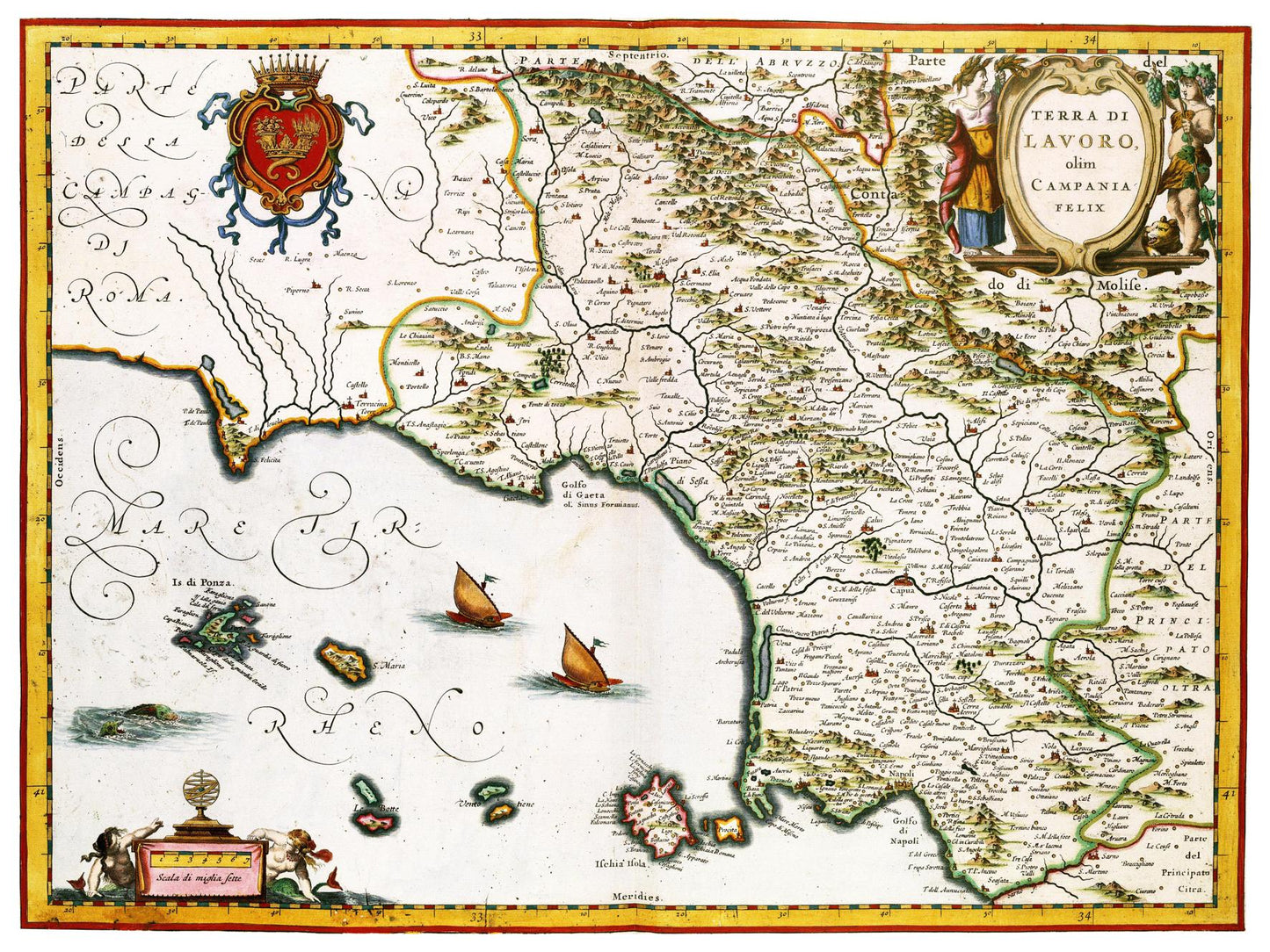 Historische Landkarte Kampanien um 1690