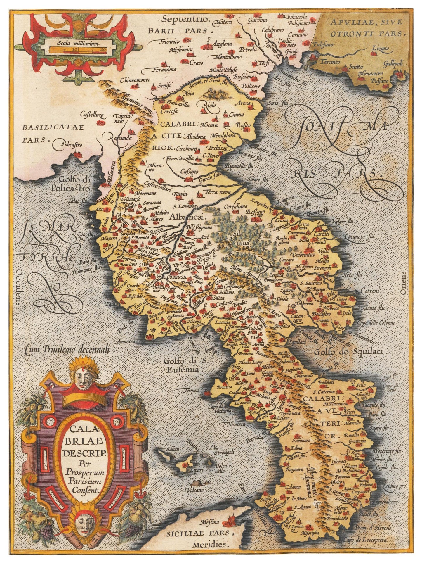 Historische Landkarte Kalabrien um 1609