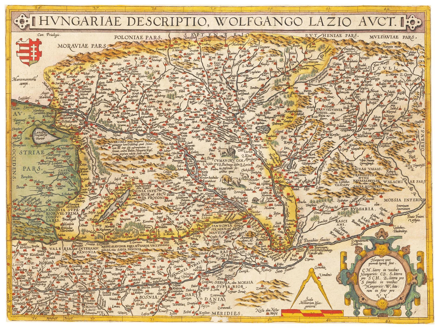 Historische Landkarte Ungarn um 1609