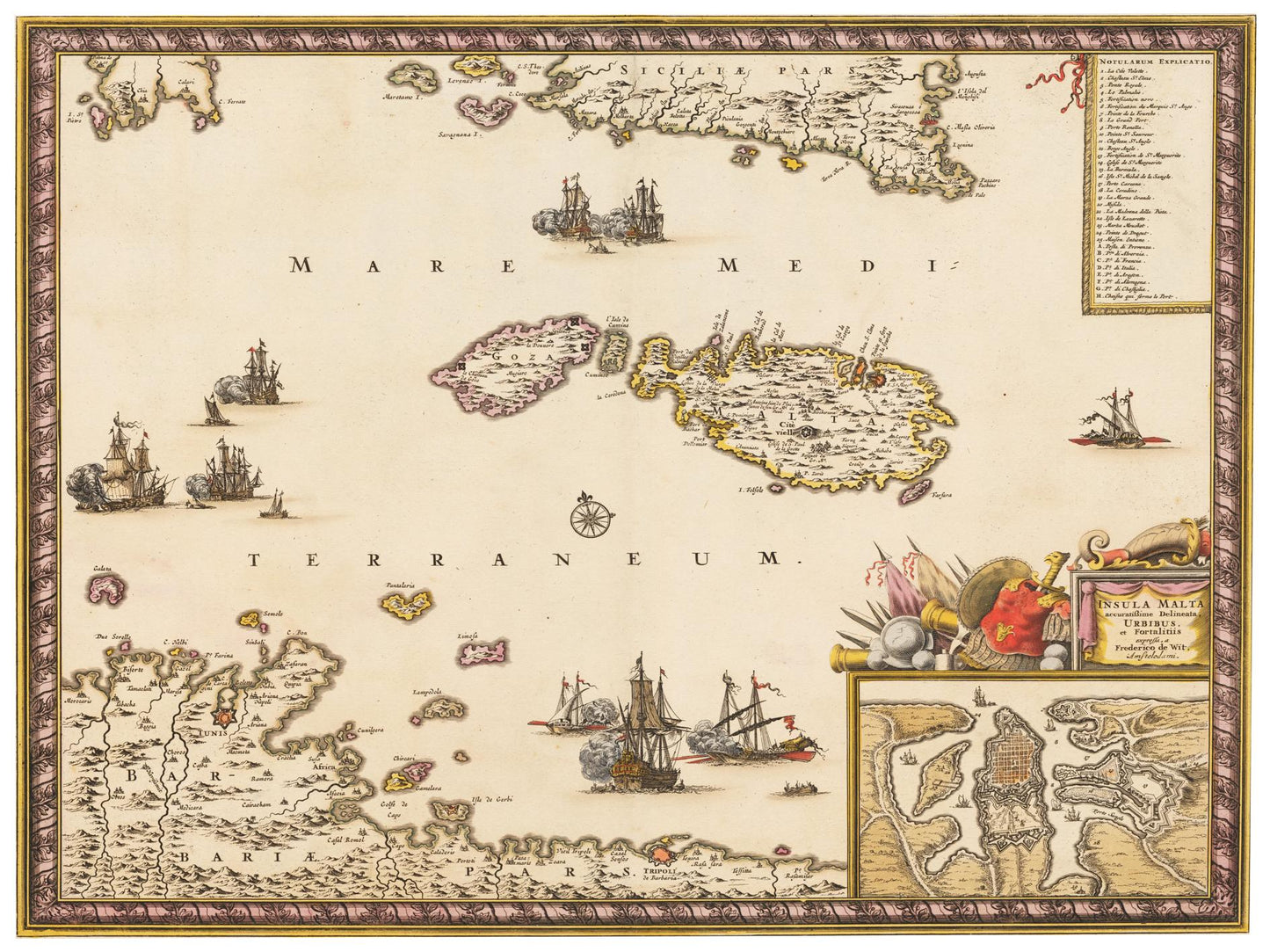 Historische Landkarte Malta um 1698