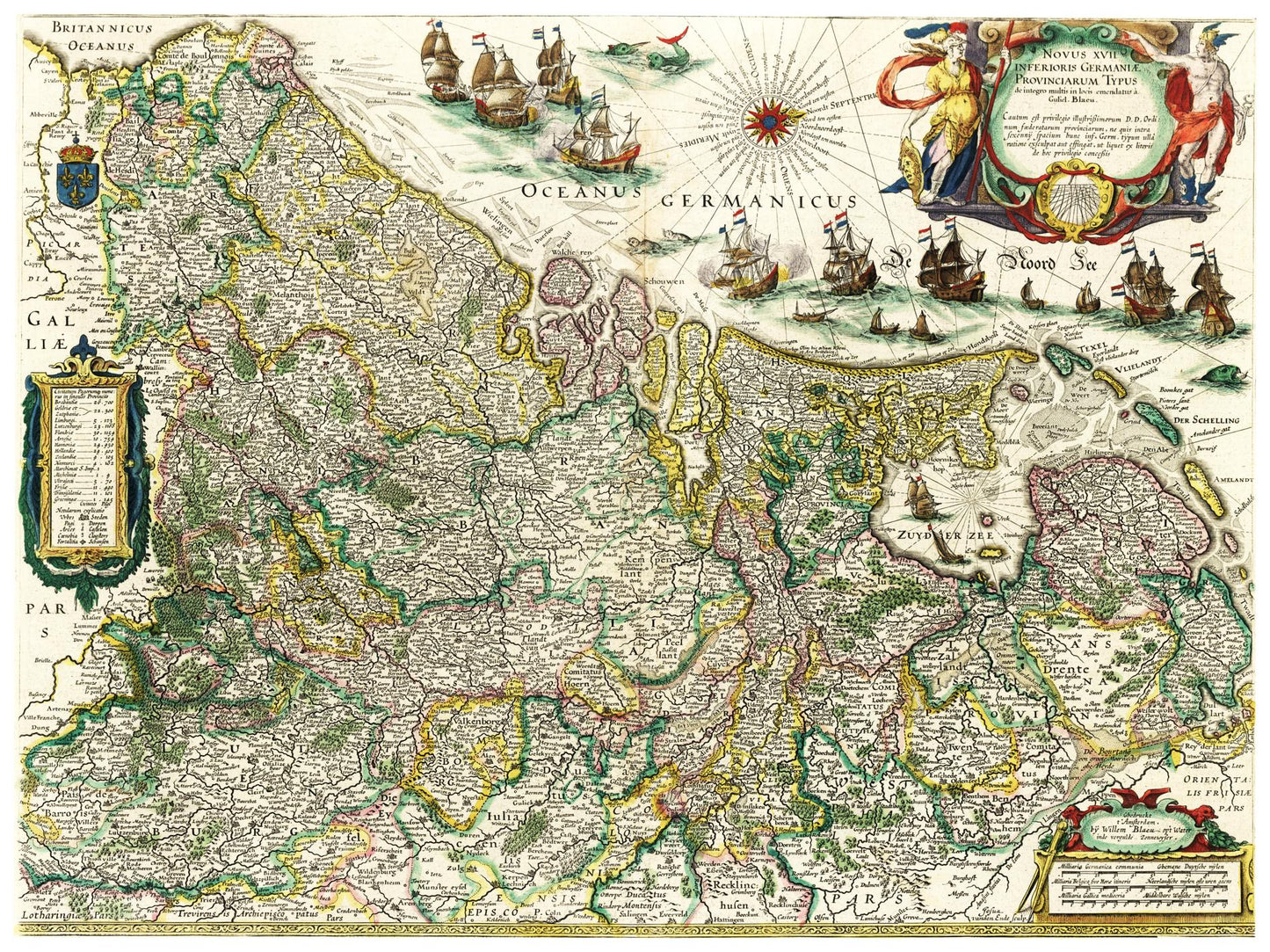 Historische Landkarte Niederlande um 1647