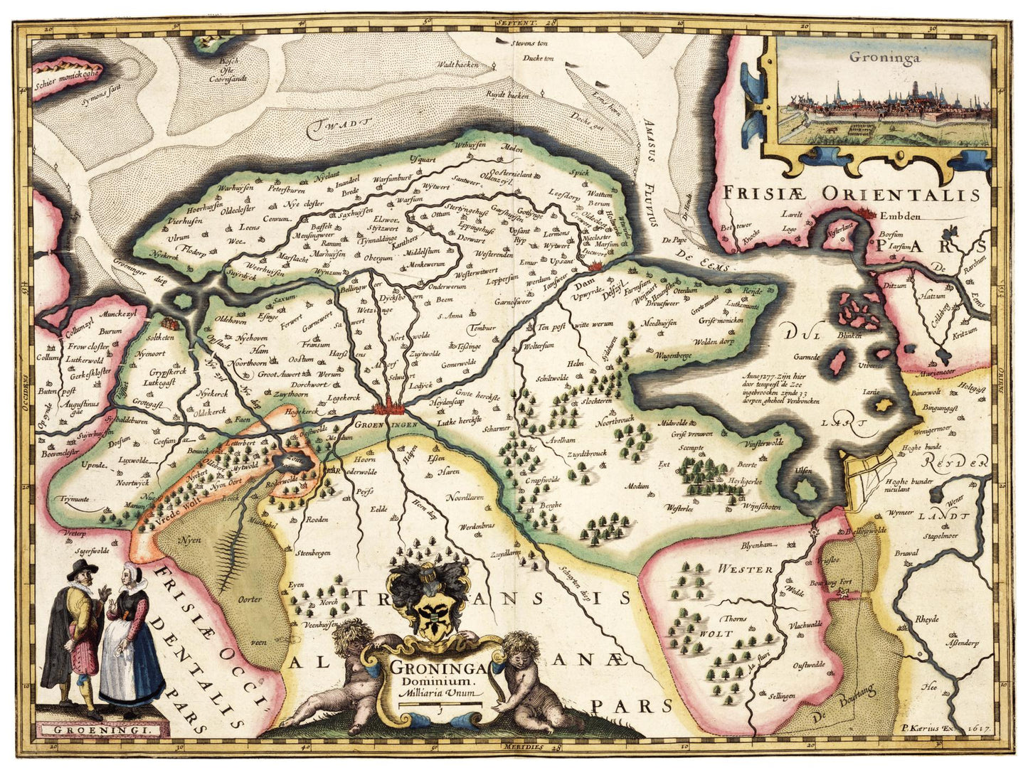 Historische Landkarte Provinz Groningen um 1617