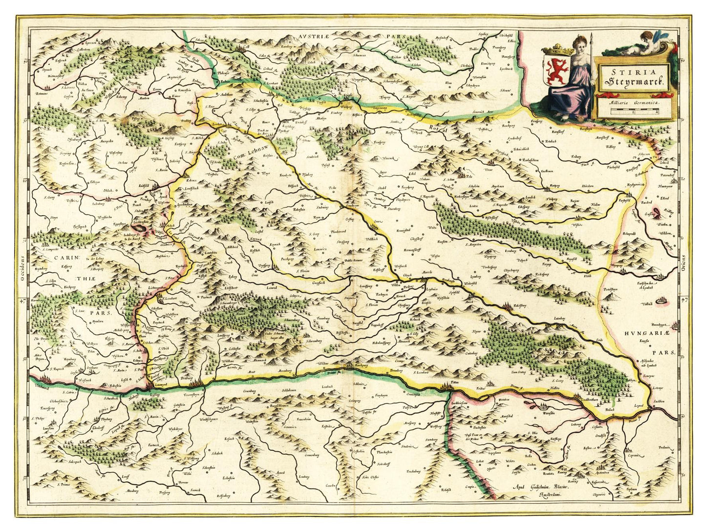 Historische Landkarte Steiermark um 1647