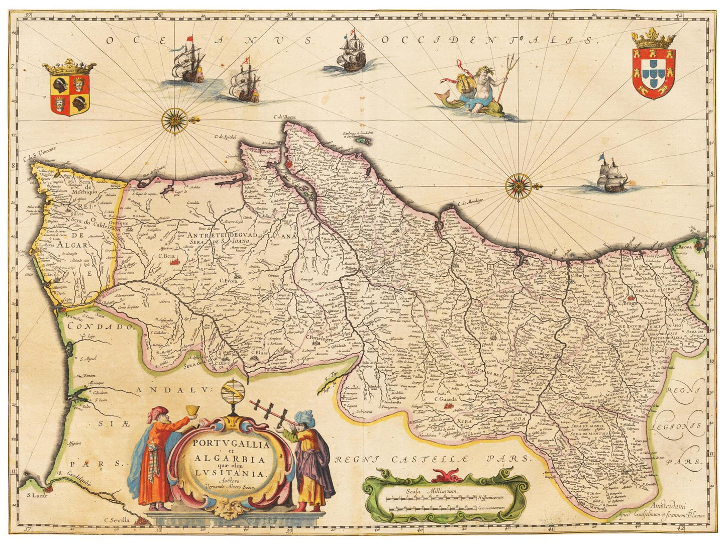Historische Landkarte Portugal um 1635