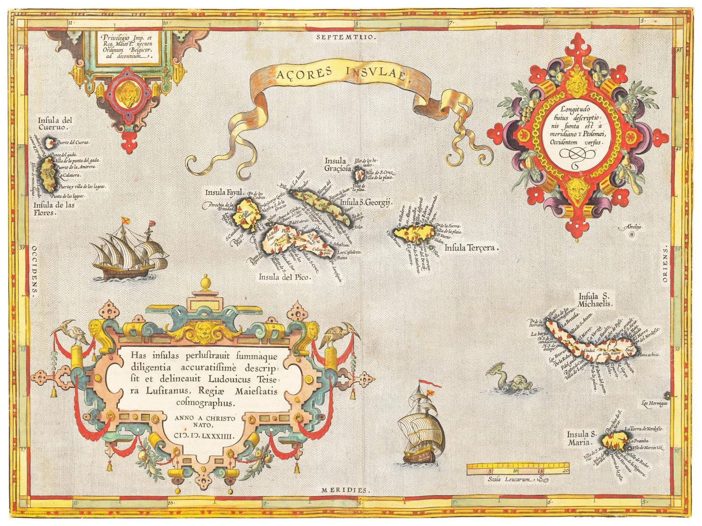 Historische Landkarte Azoren um 1609