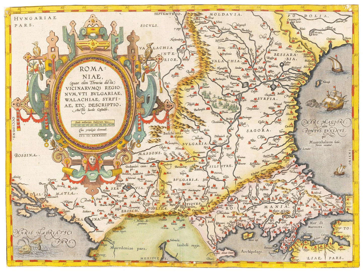 Historische Landkarte Rumänien um 1609