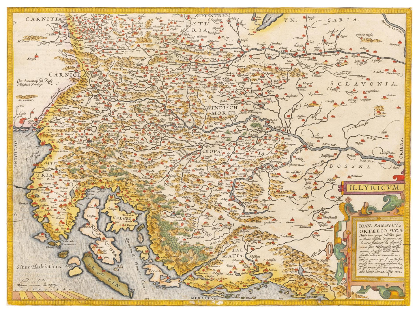 Historische Landkarte Slowenien & Kroatien um 1609