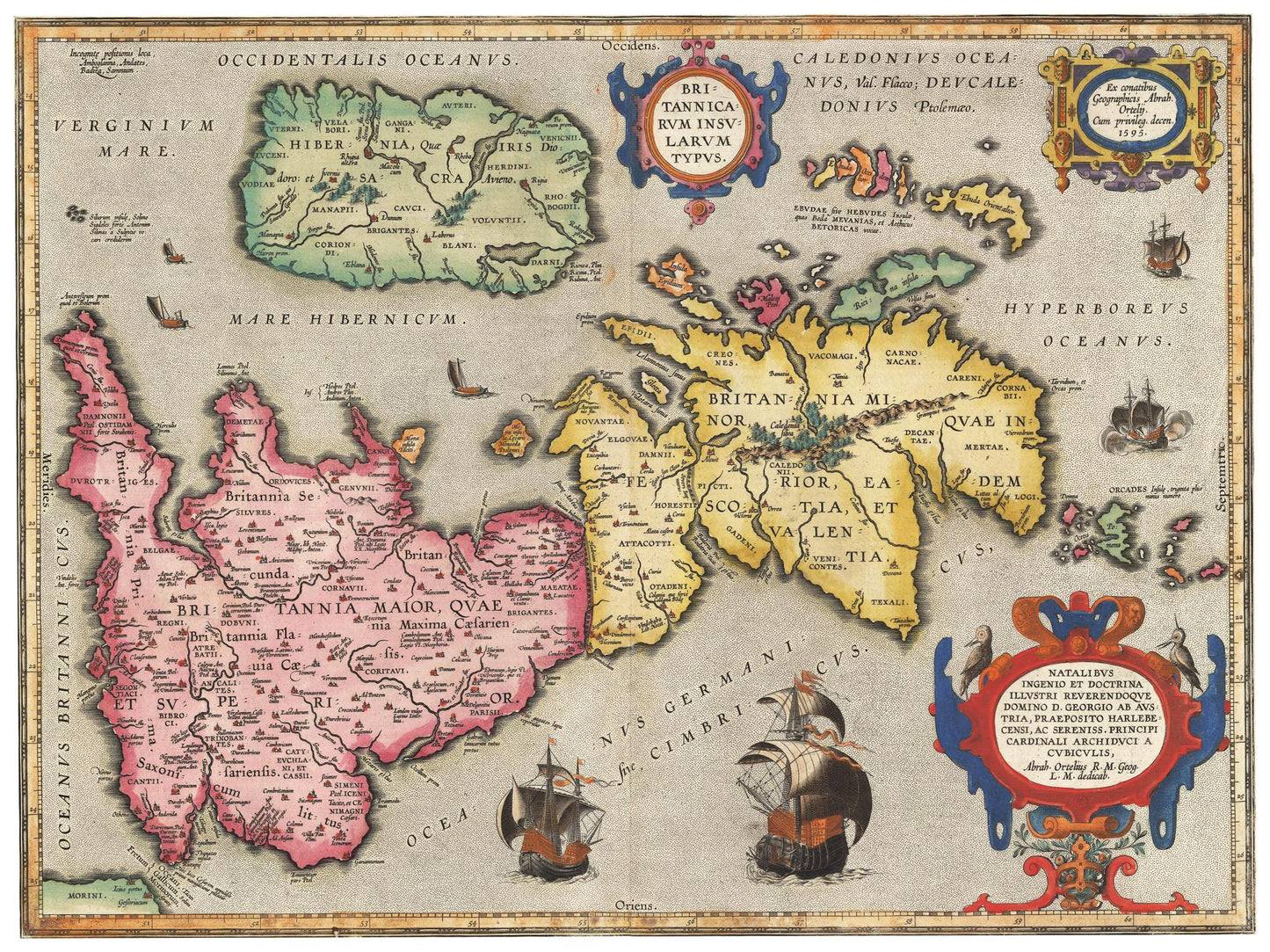 Historische Landkarte Historisches Britannien um 1595
