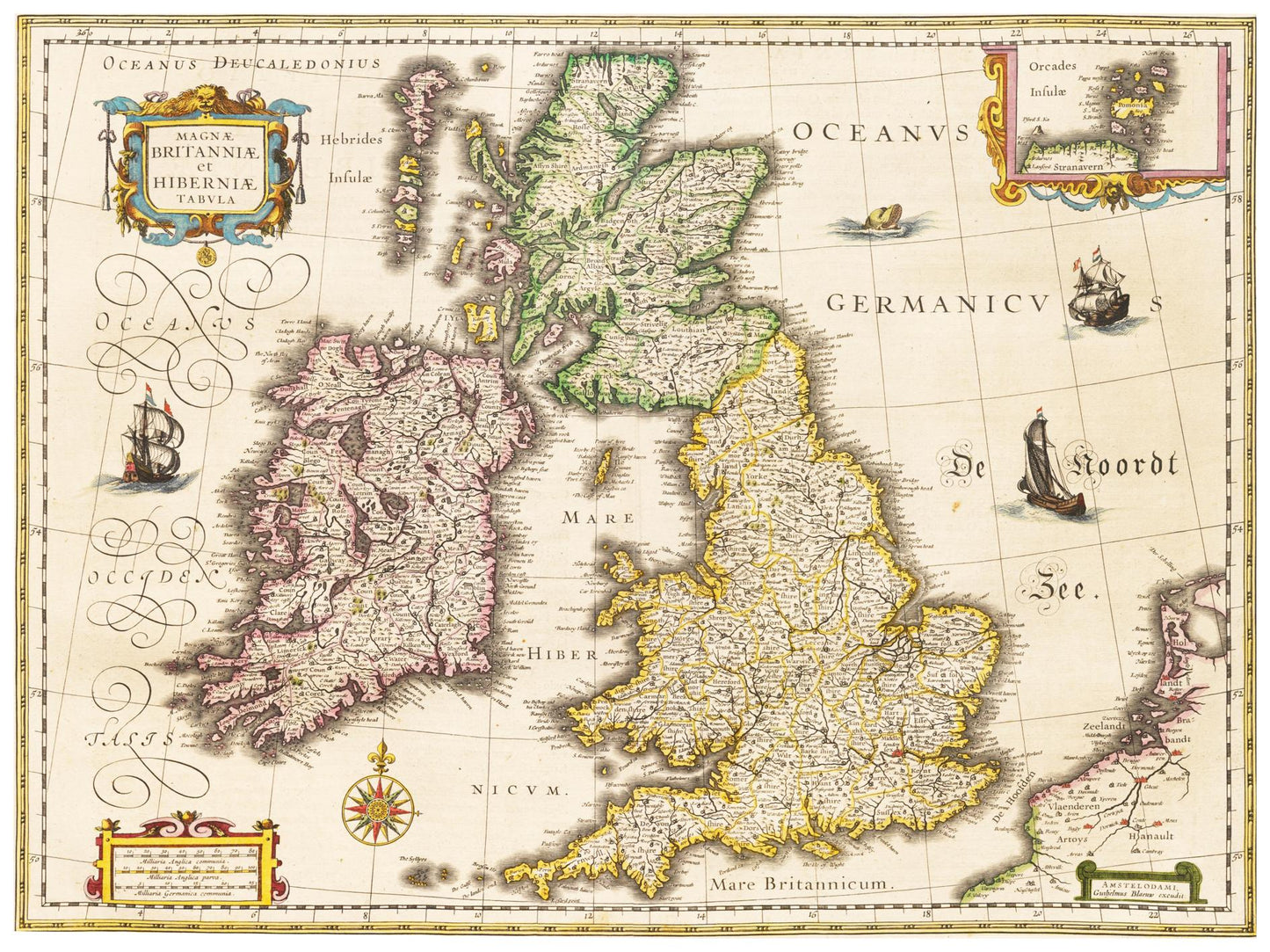 Historische Landkarte Vereinigtes Königreich um 1635