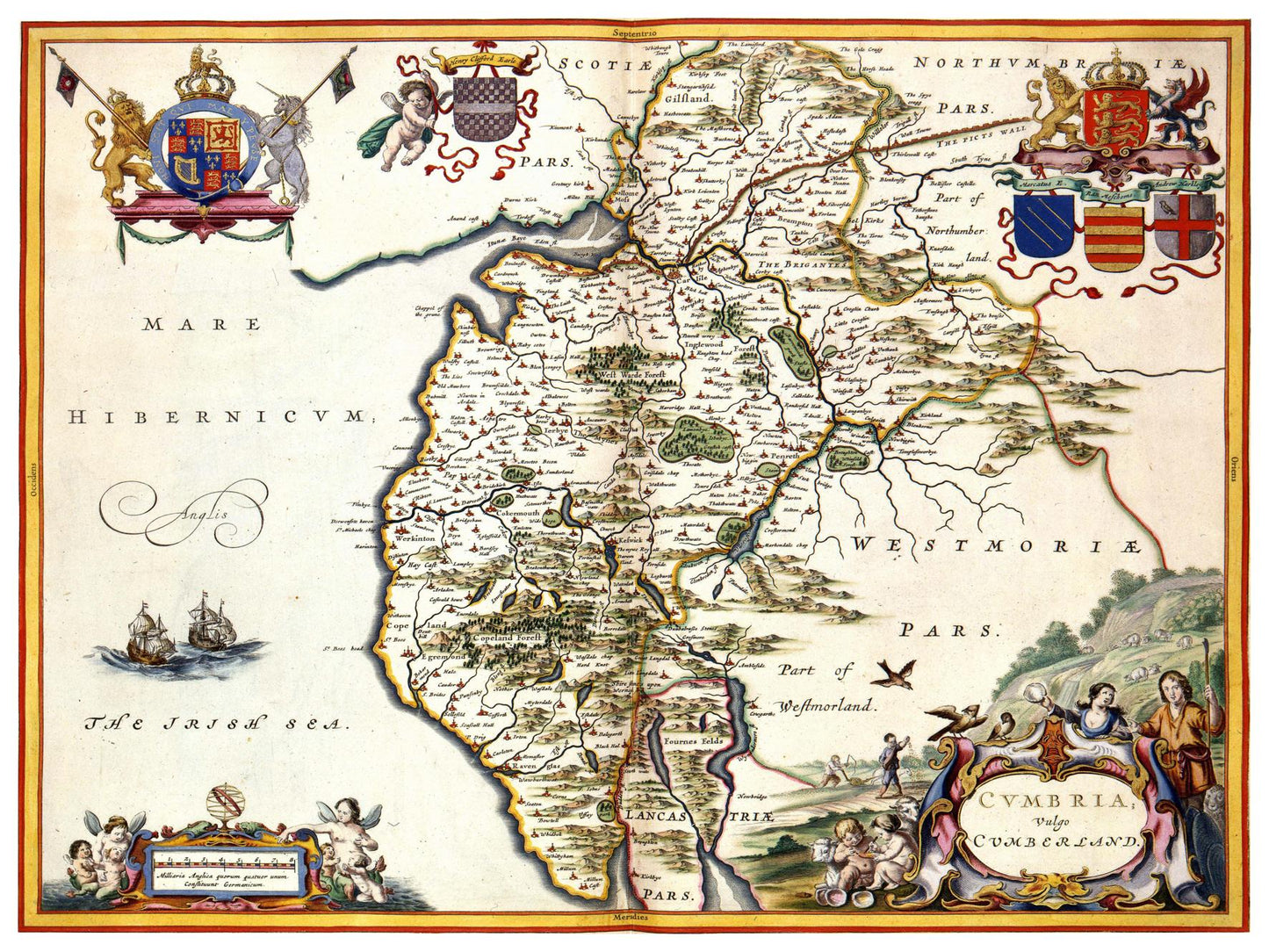 Historische Landkarte Cumbria um 1646