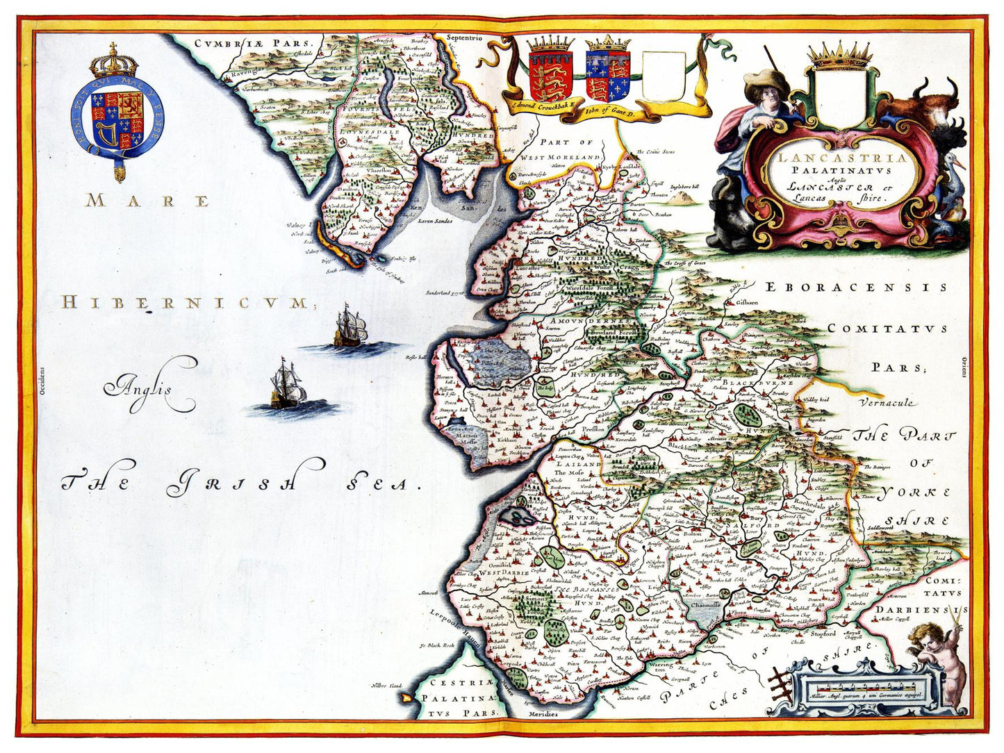 Historische Landkarte Lancashire um 1646