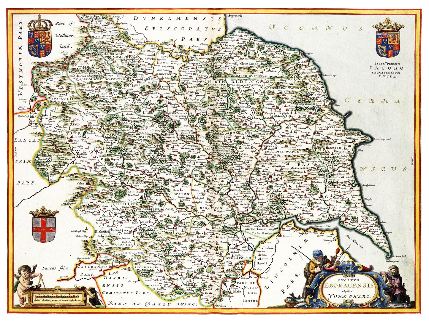 Historische Landkarte Yorkshire um 1646
