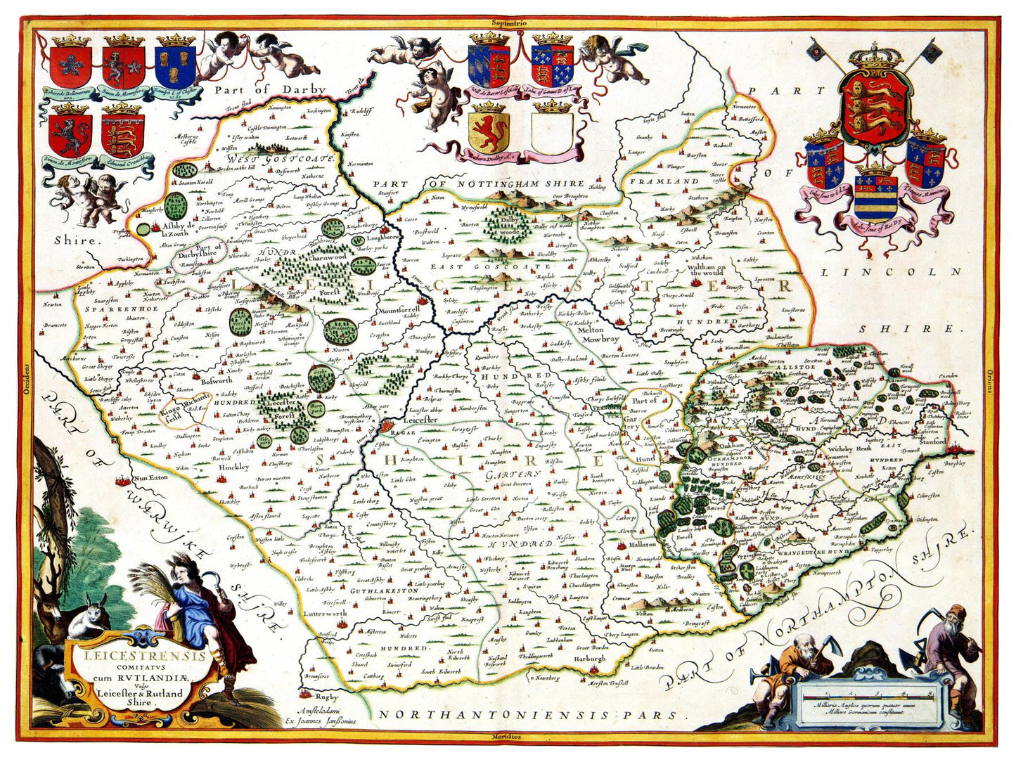 Historische Landkarte Leicestershire um 1646