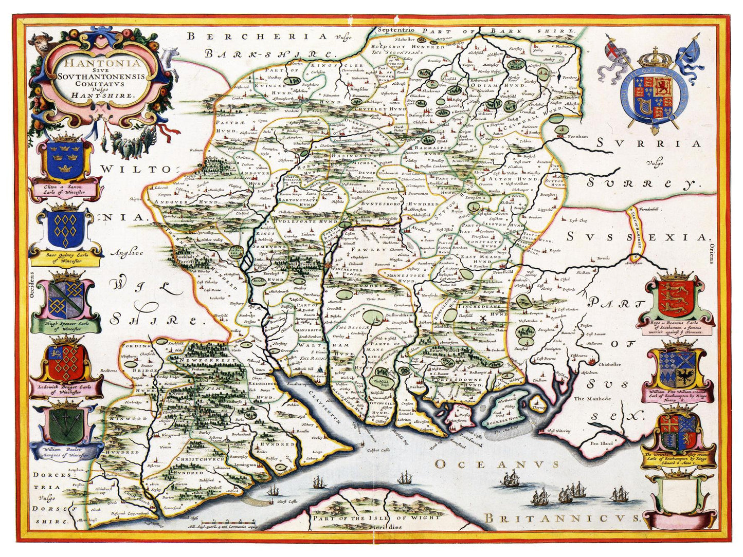 Historische Landkarte Hampshire um 1646