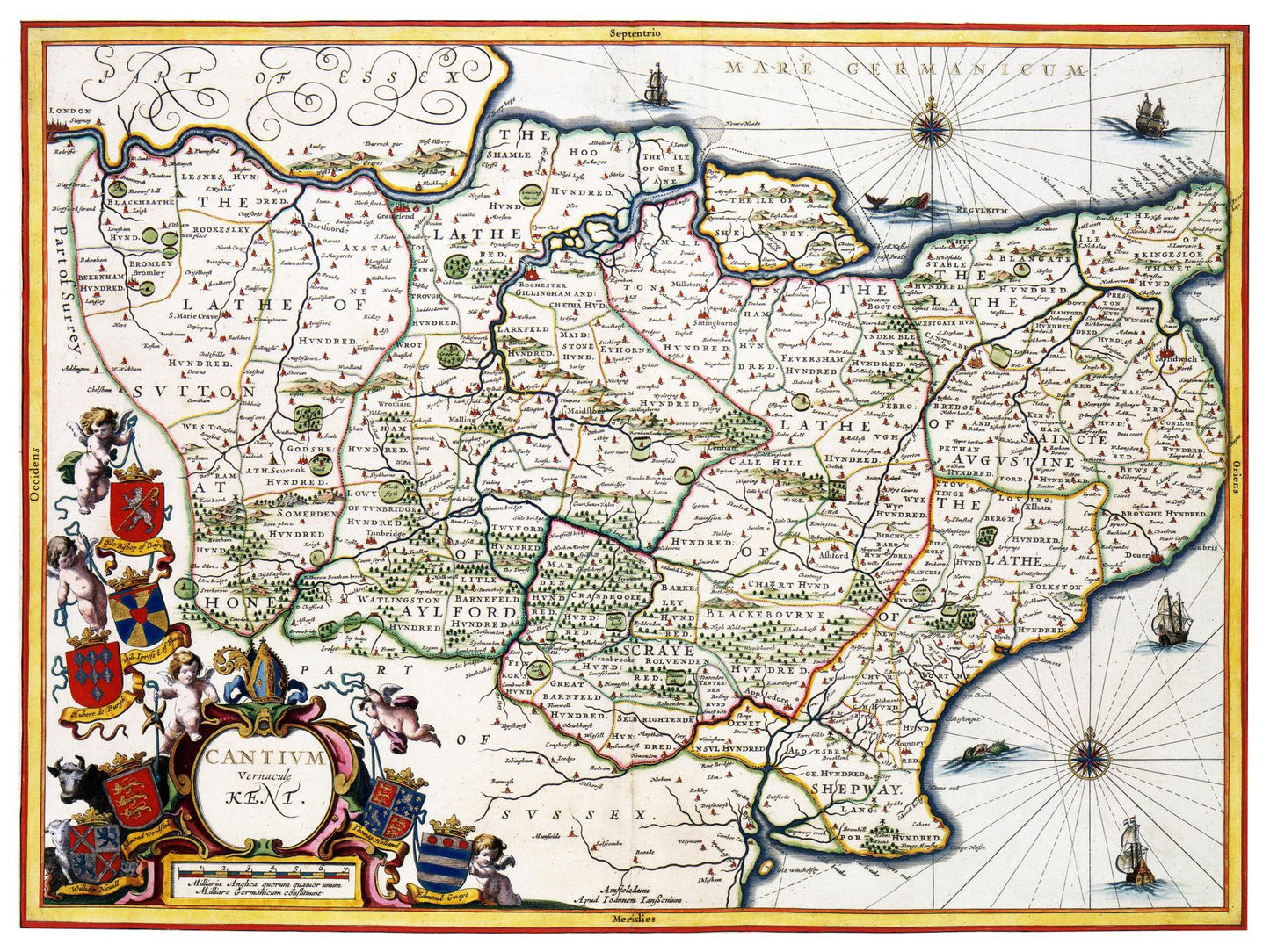 Historische Landkarte Kent um 1646