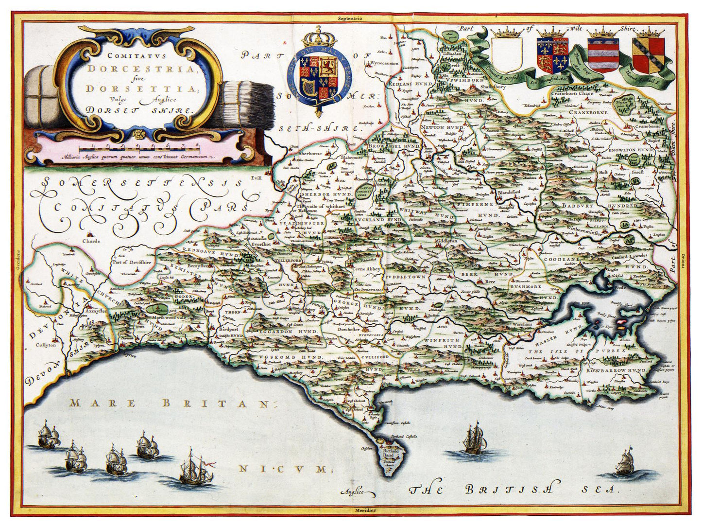 Historische Landkarte Dorset um 1646
