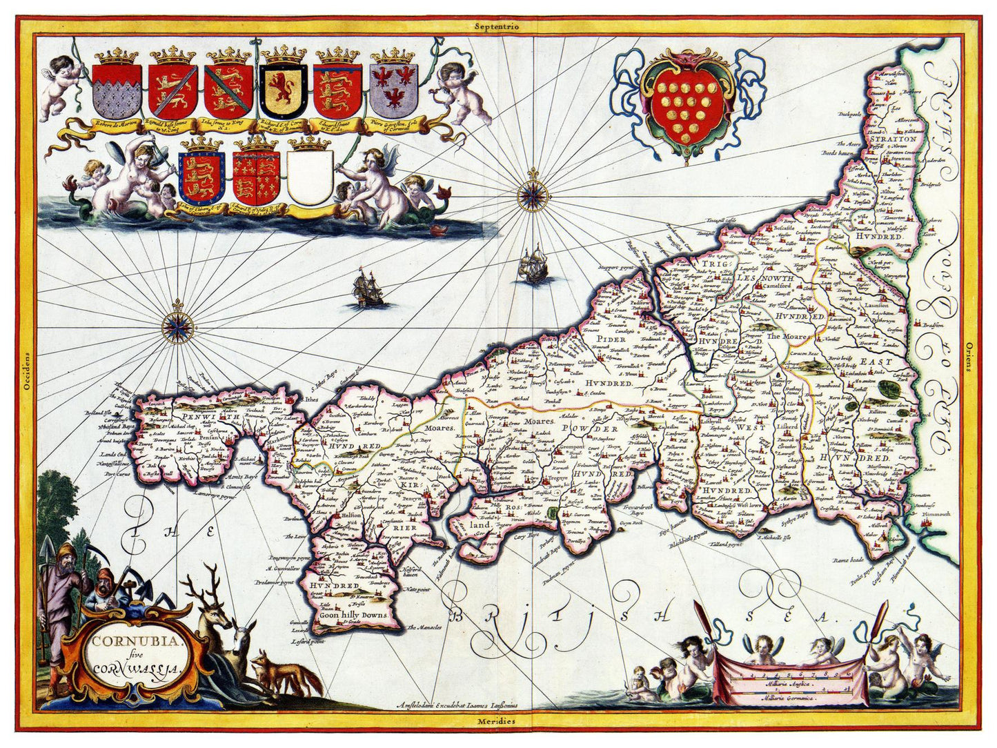 Historische Landkarte Cornwall um 1646