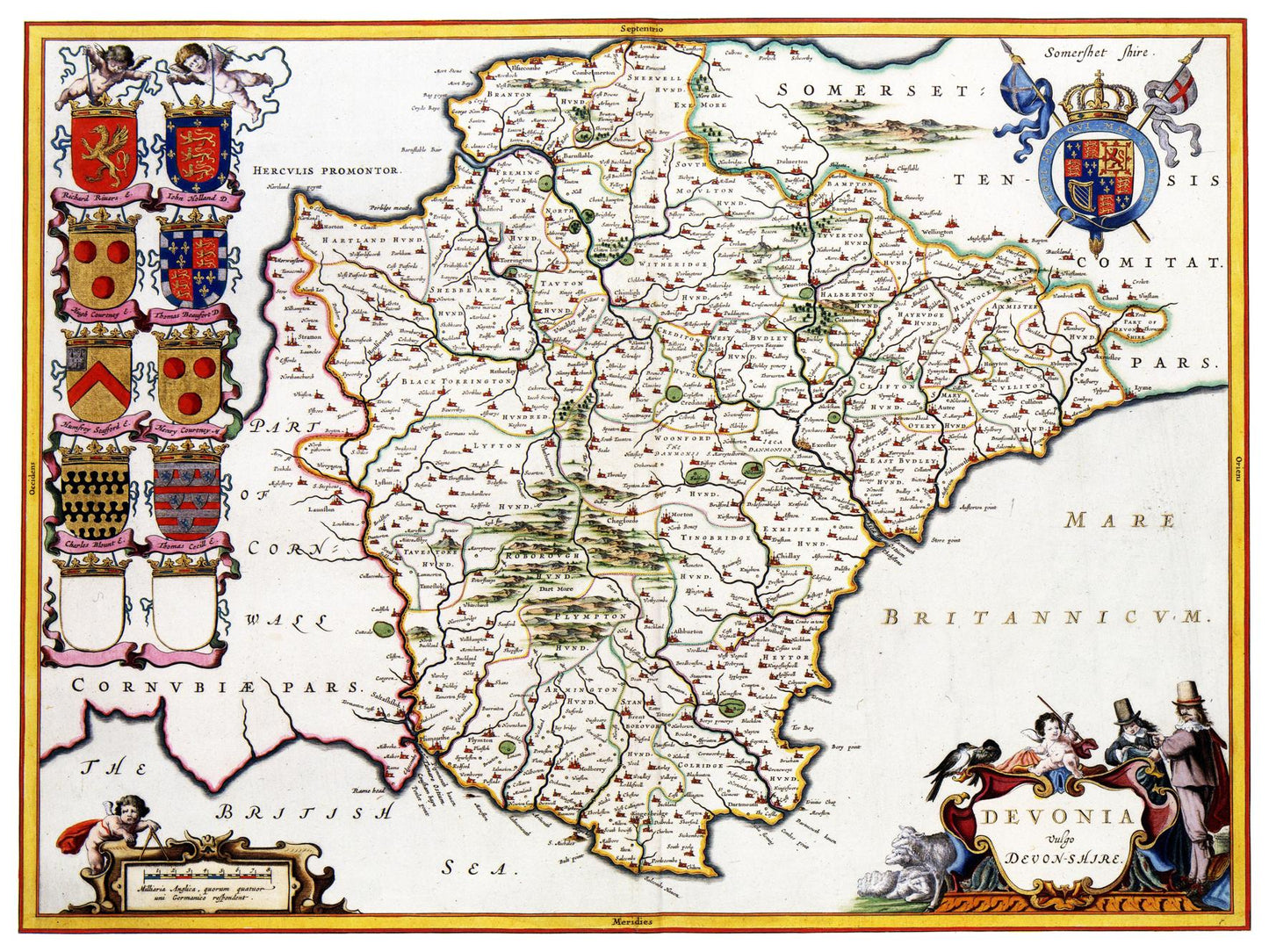 Historische Landkarte Devon um 1646