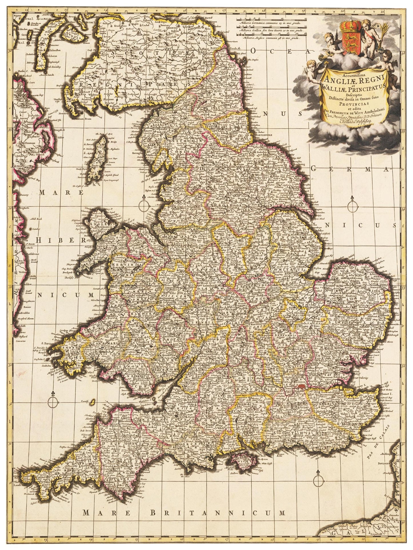 Historische Landkarte England um 1698