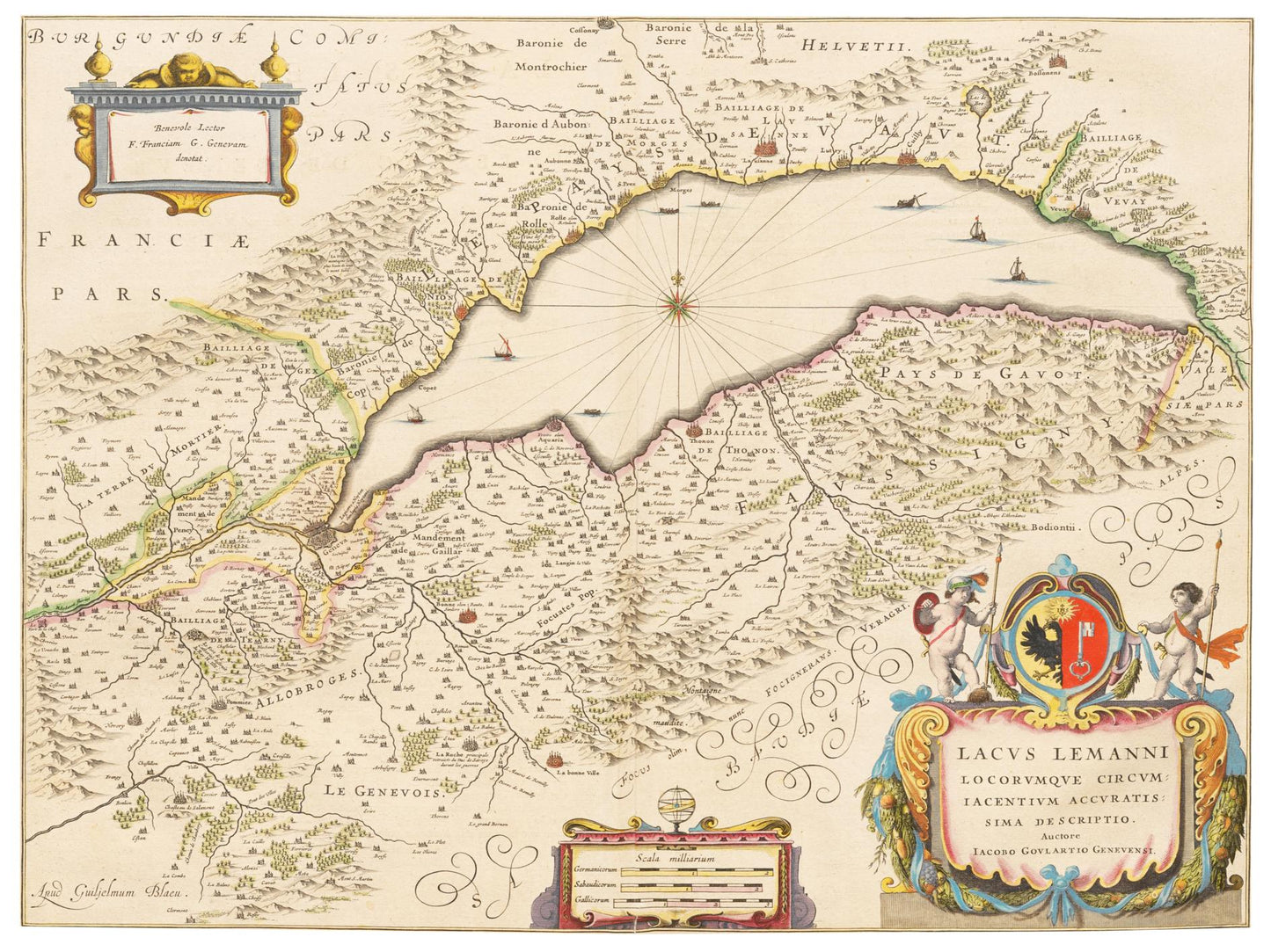 Historische Landkarte Genfer See um 1635