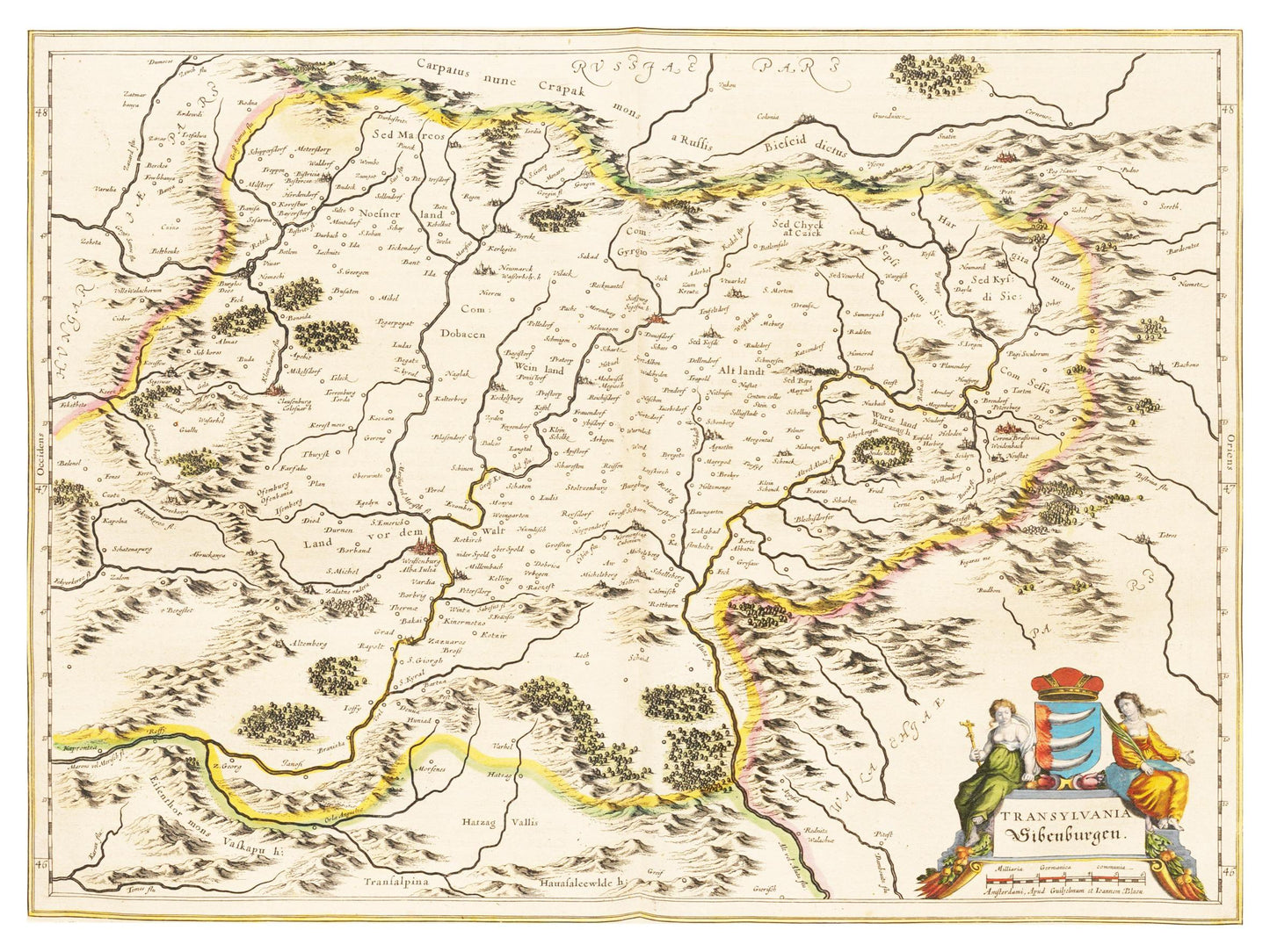 Historische Landkarte Siebenbürgen um 1635
