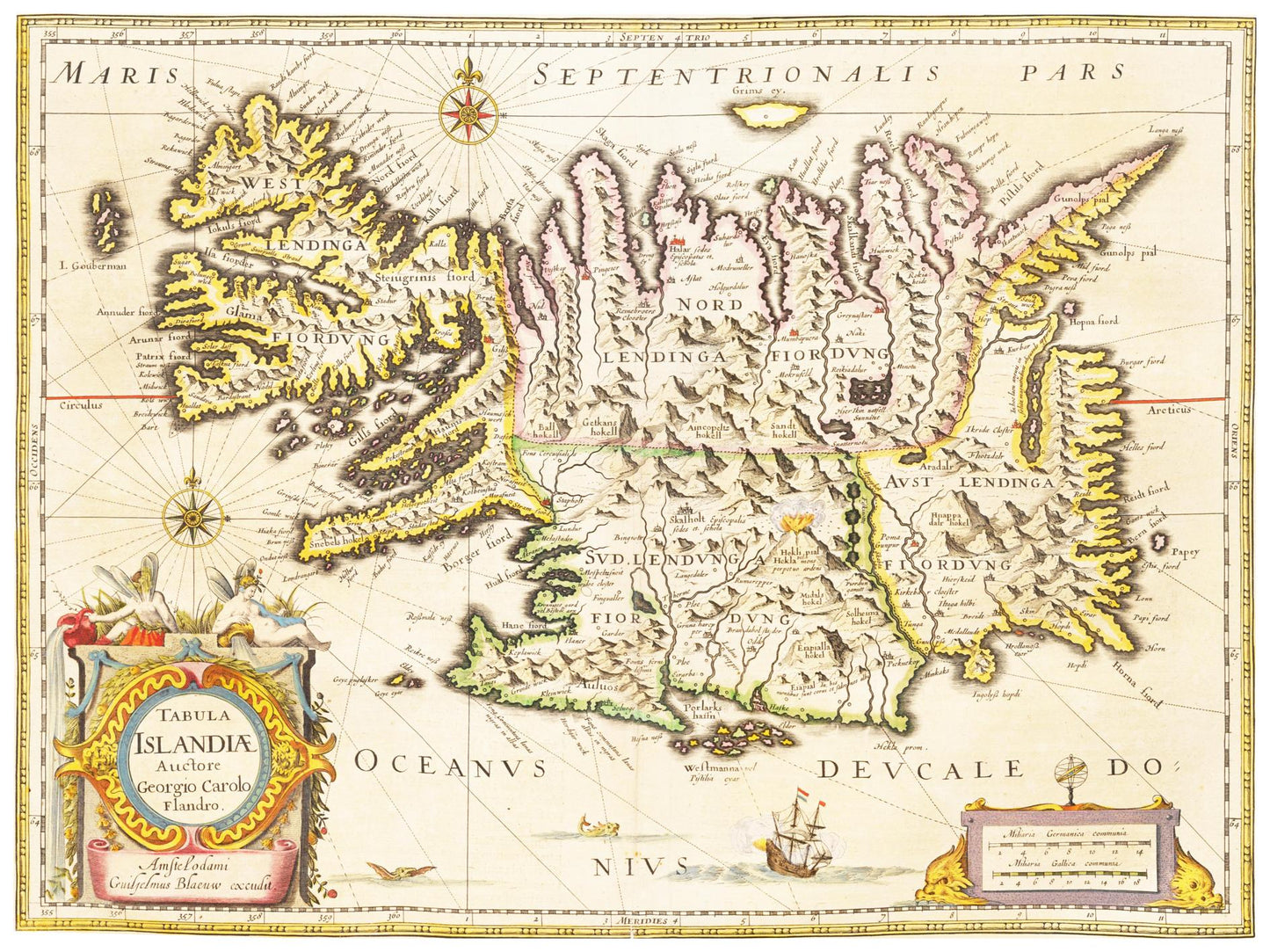 Historische Landkarte Island um 1635