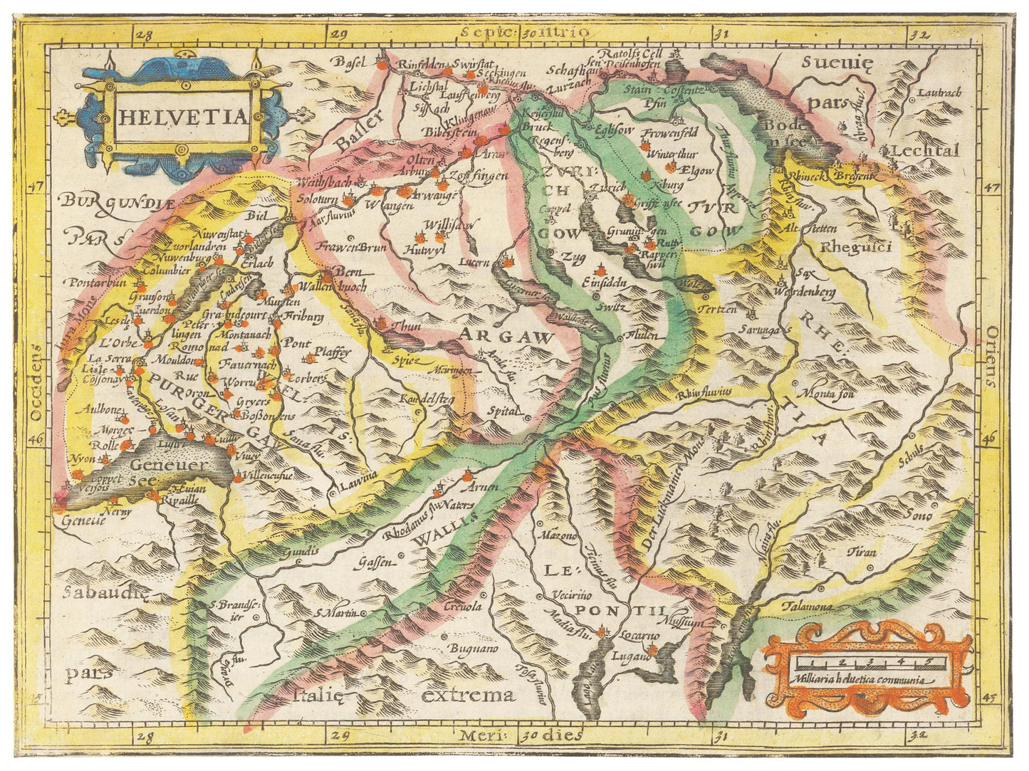 Historische Landkarte Schweiz um 1609