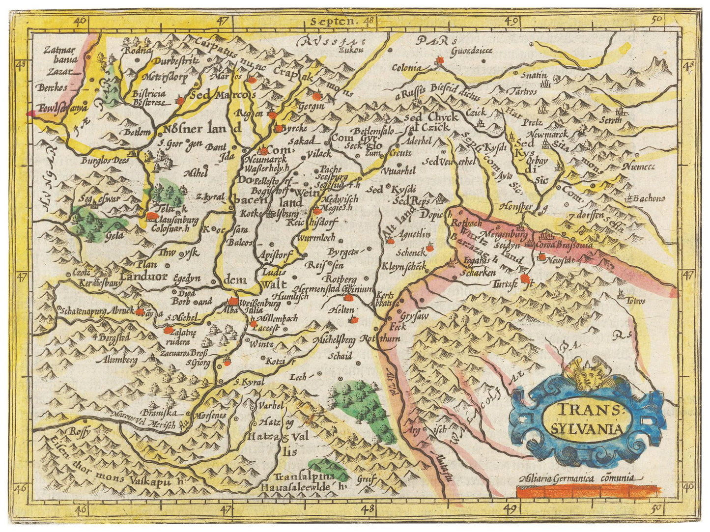 Historische Landkarte Transilvanien um 1609