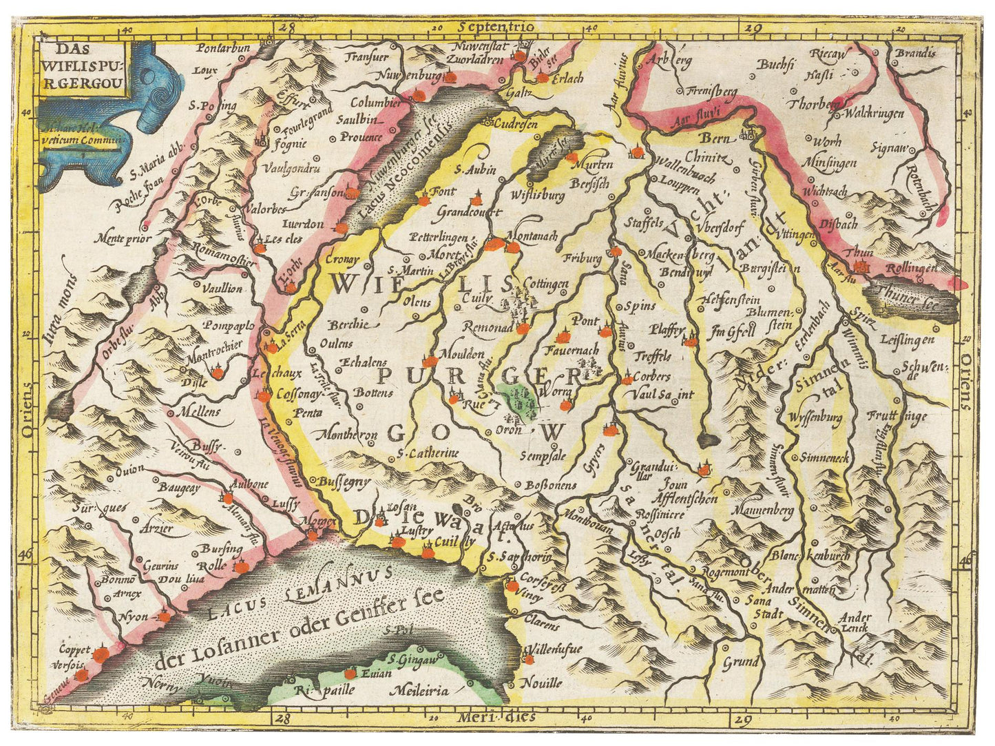 Historische Landkarte Wiflisburgergau um 1609