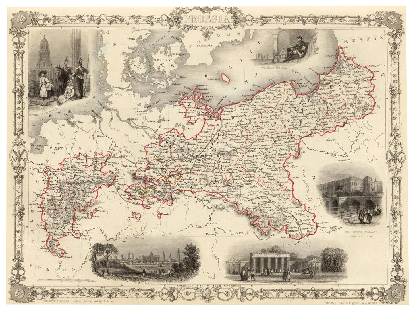 Historische Landkarte Preußen um 1850