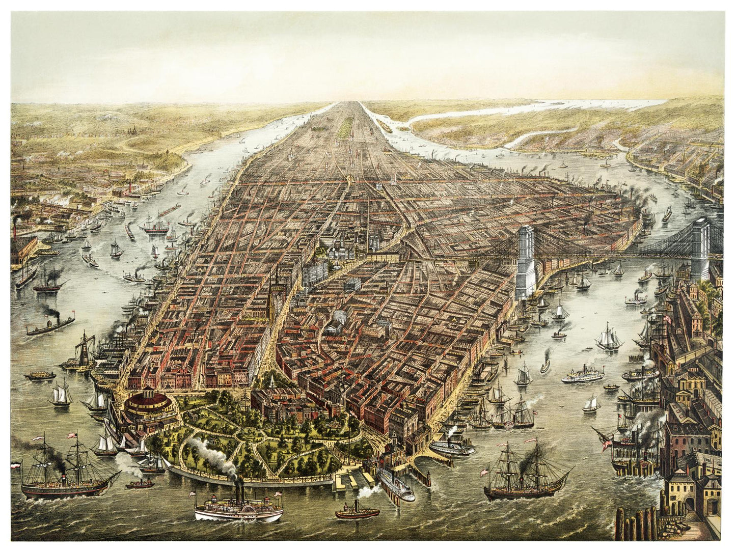 Historische Stadtansicht New York City um 1873