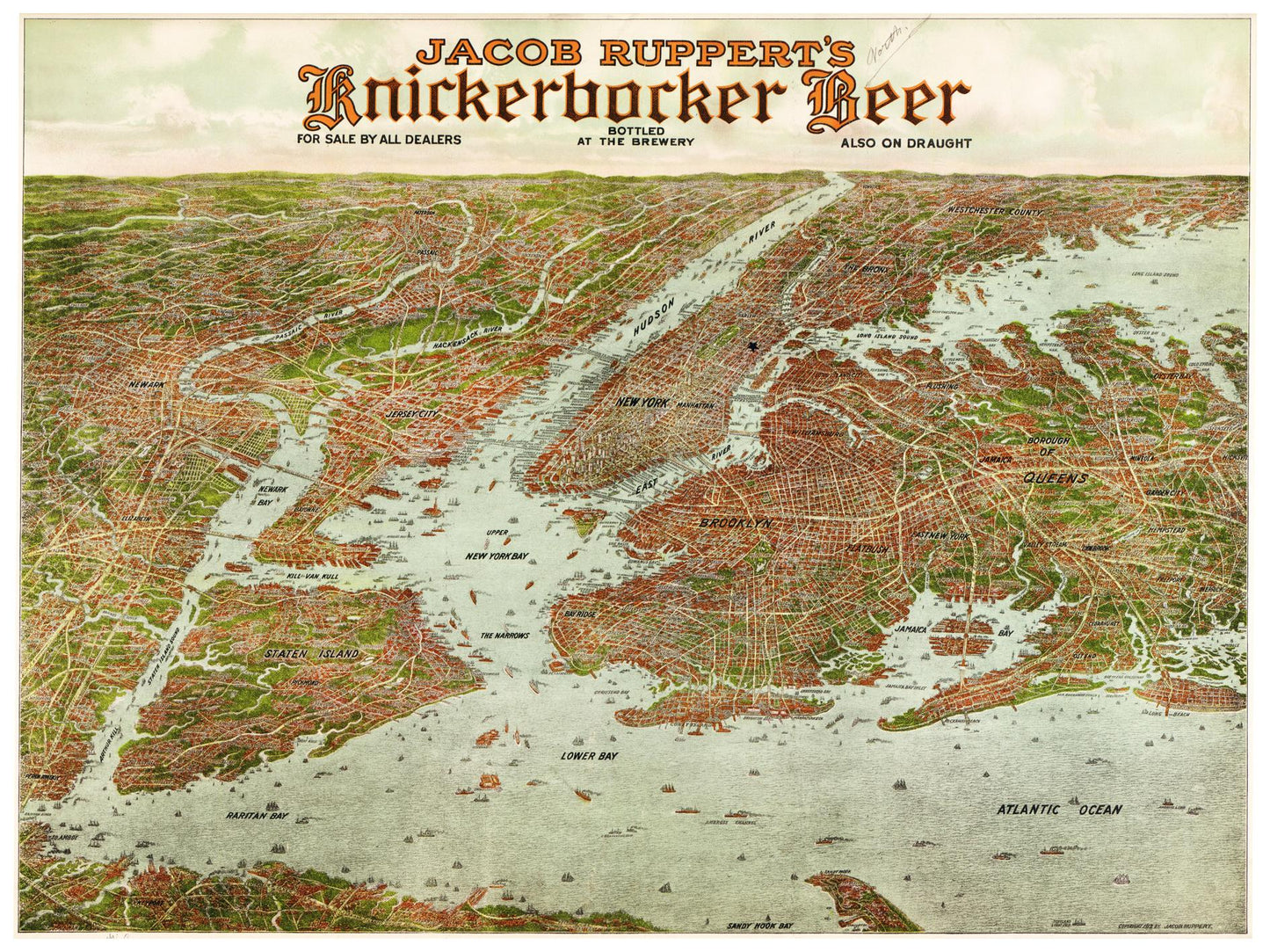 Historische Stadtansicht Greater New York City um 1912