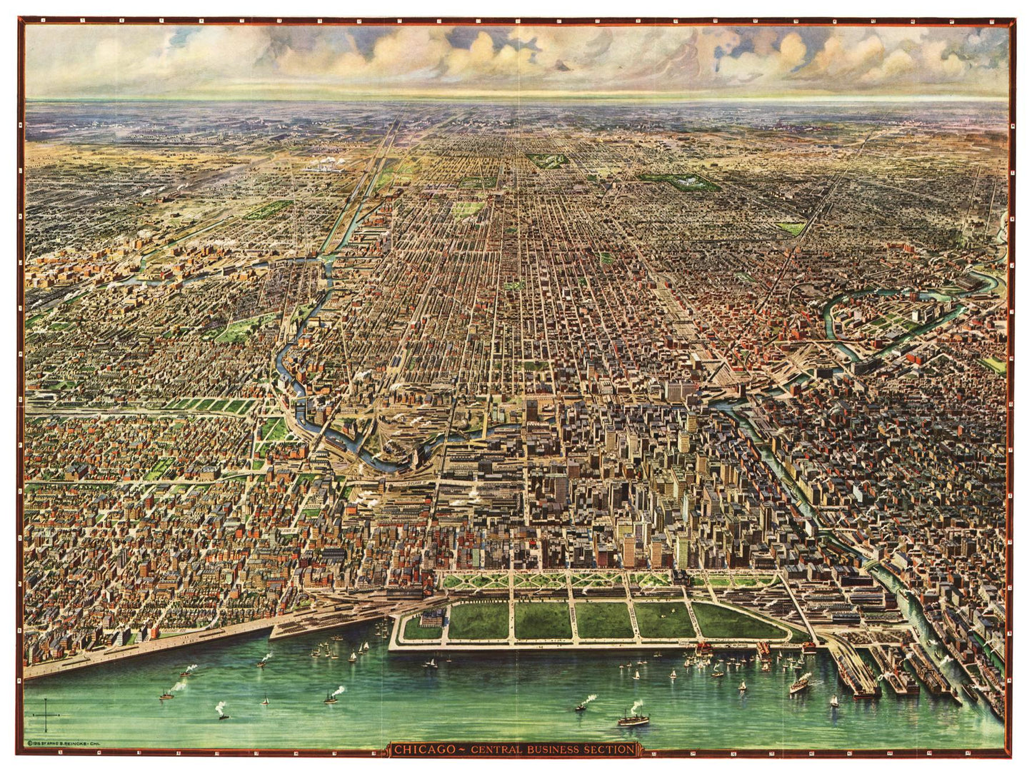 Historische Stadtansicht Chicago um 1918