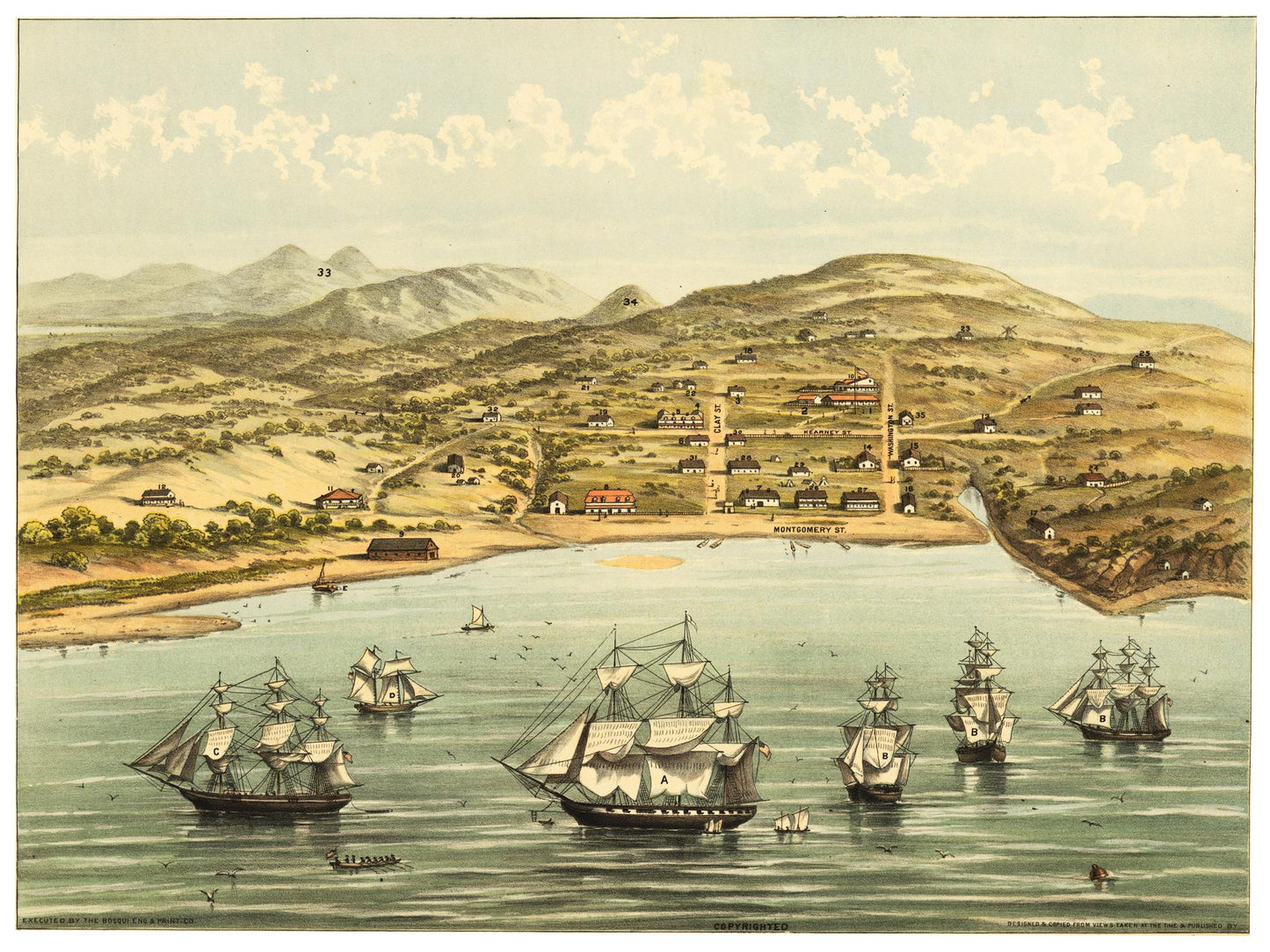Historische Stadtansicht San Francisco um 1846
