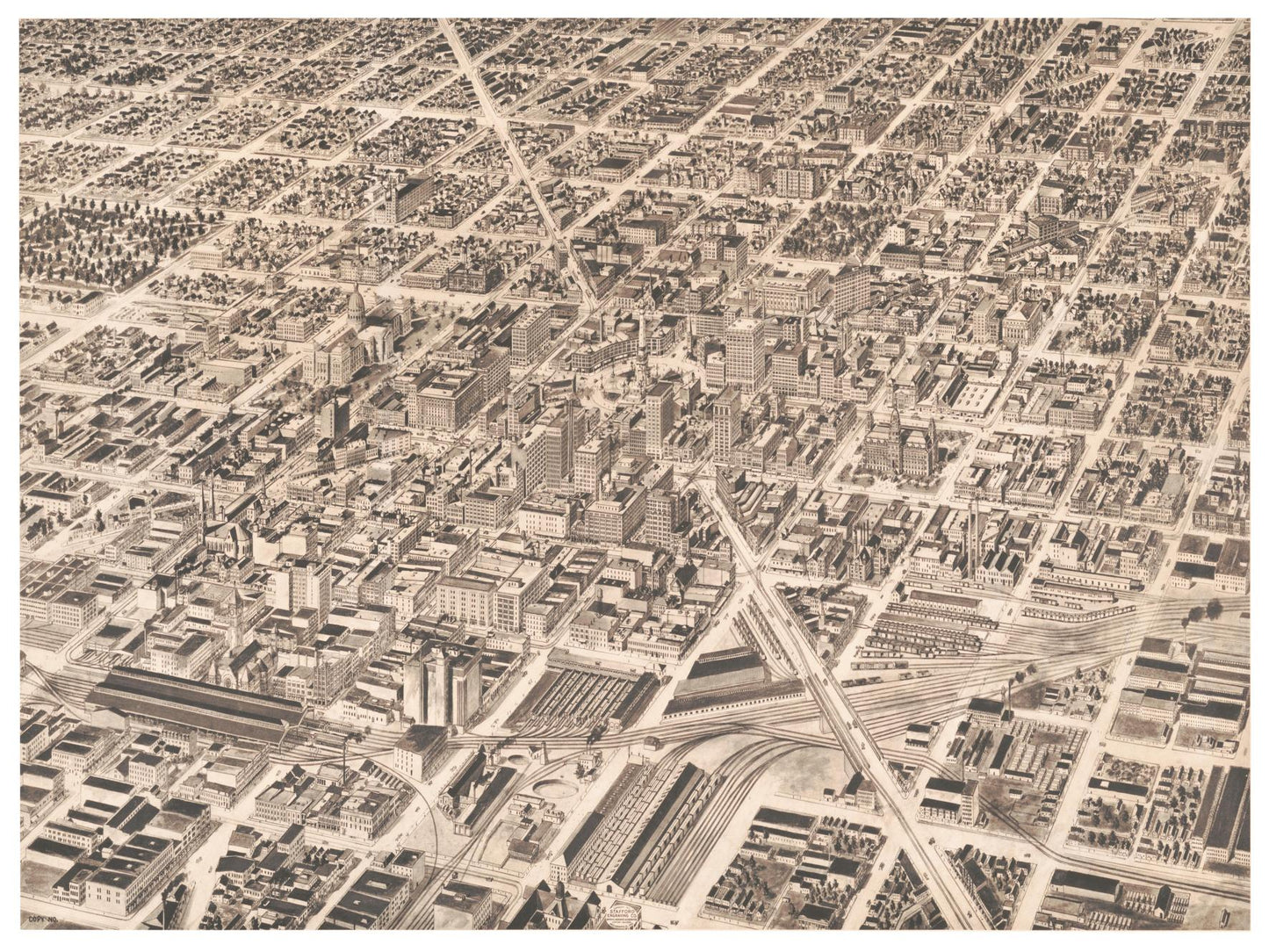 Historische Stadtansicht Indianapolis um 1913